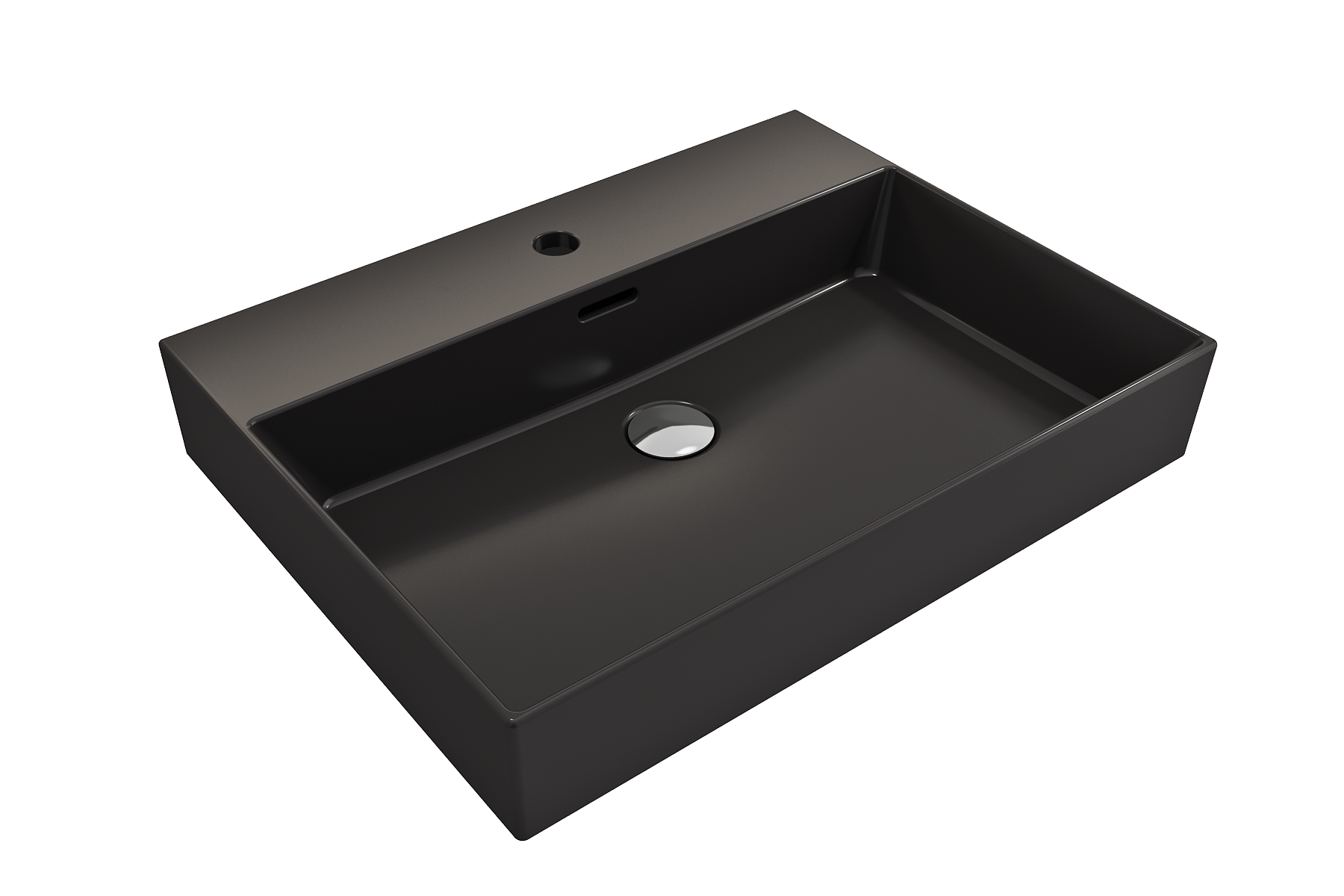 Alternate Image for BOCCHI Milano 24" Rectangle Wallmount Fireclay Bathroom Sink, Matte Black, Single Faucet Hole, 1376-004-0126