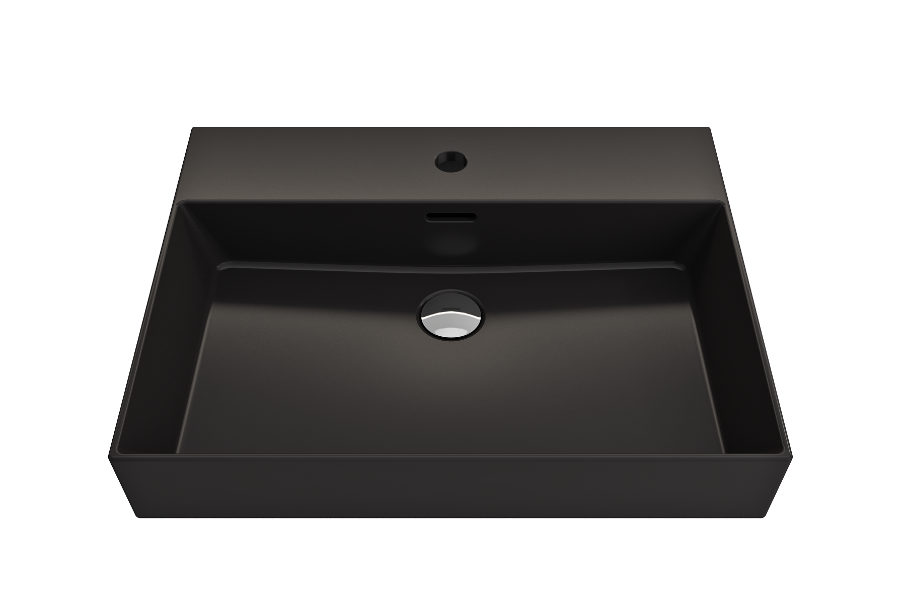 Alternate Image for BOCCHI Milano 24" Rectangle Wallmount Fireclay Bathroom Sink, Matte Black, Single Faucet Hole, 1376-004-0126