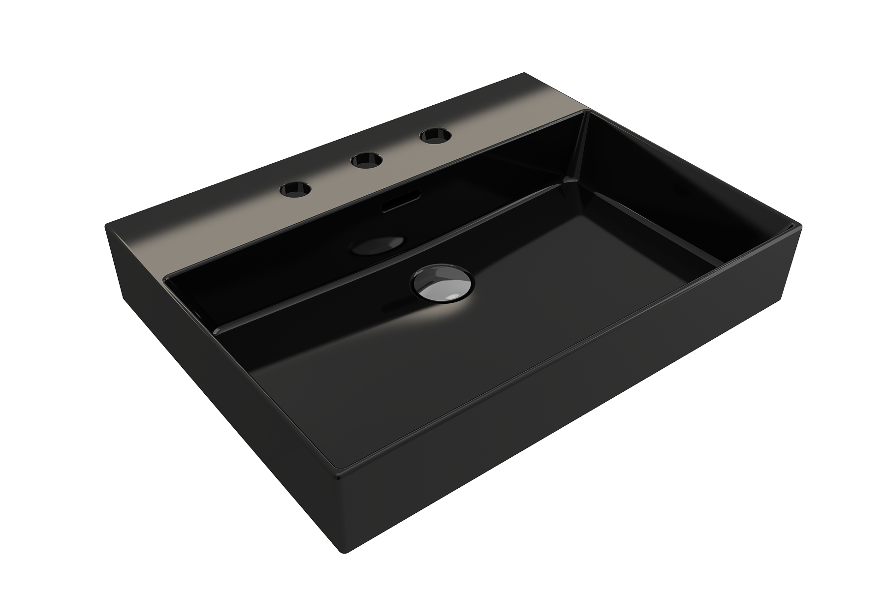 Alternate Image for BOCCHI Milano 24" Rectangle Wallmount Fireclay Bathroom Sink, Black, 3 Faucet Hole, 1376-005-0127