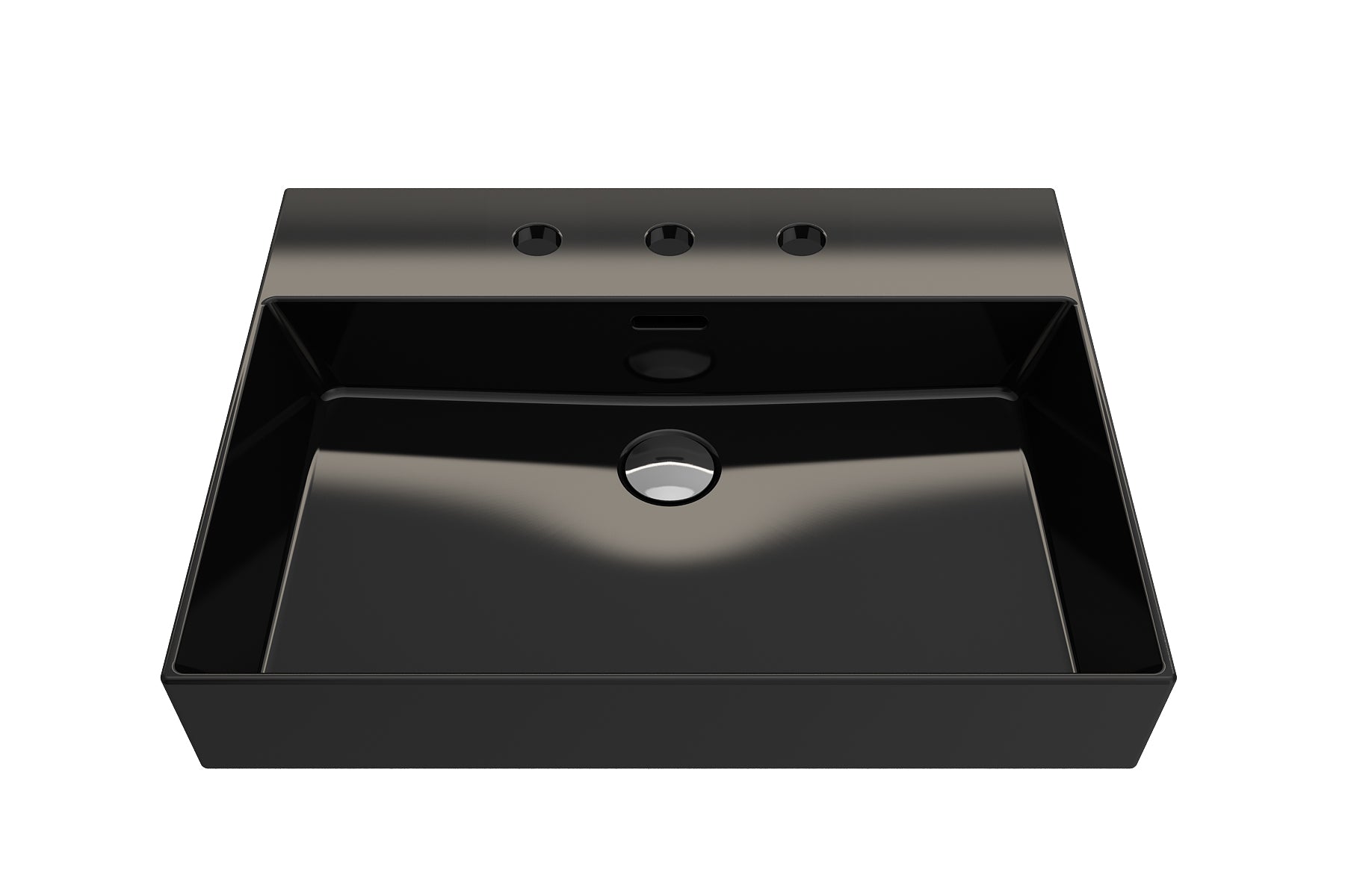 Alternate Image for BOCCHI Milano 24" Rectangle Wallmount Fireclay Bathroom Sink, Black, 3 Faucet Hole, 1376-005-0127