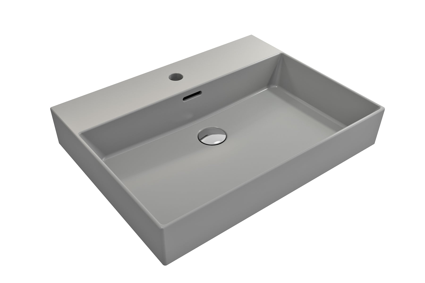 Alternate Image for BOCCHI Milano 24" Rectangle Wallmount Fireclay Bathroom Sink, Matte Gray, Single Faucet Hole, 1376-006-0126