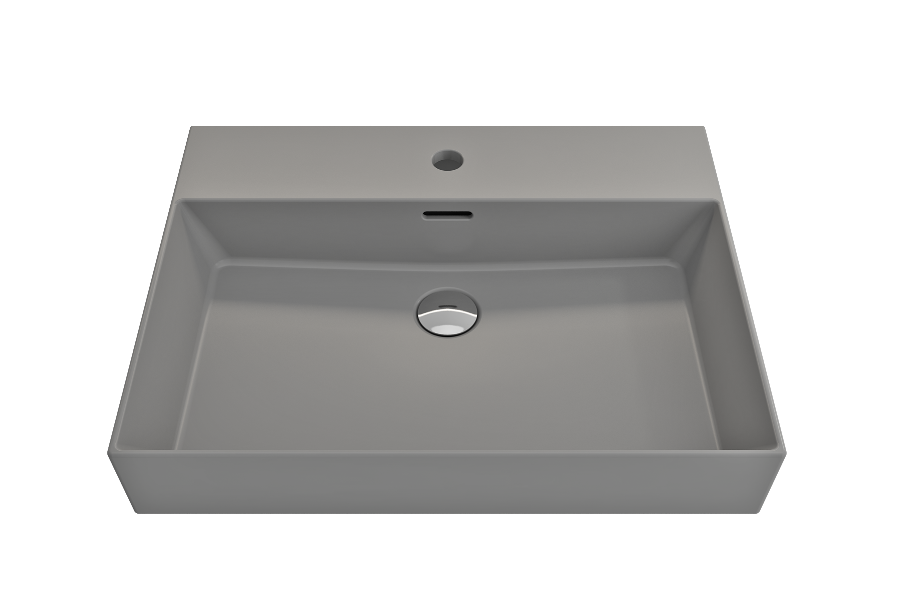 Alternate Image for BOCCHI Milano 24" Rectangle Wallmount Fireclay Bathroom Sink, Matte Gray, Single Faucet Hole, 1376-006-0126