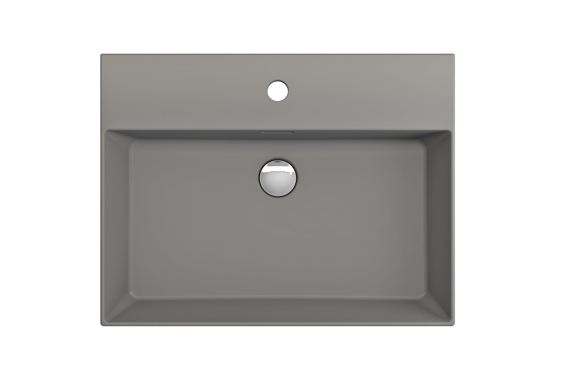 Alternate Image for BOCCHI Milano 24" Rectangle Wallmount Fireclay Bathroom Sink, Matte Gray, Single Faucet Hole, 1376-006-0126