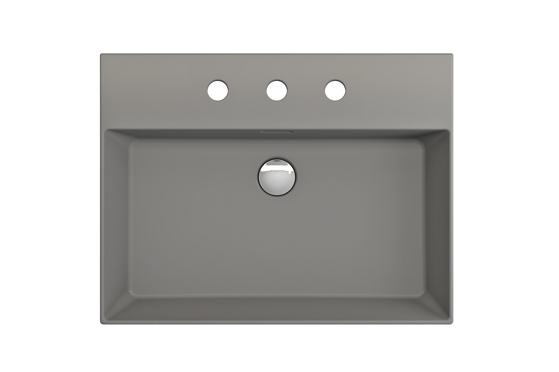 Alternate Image for BOCCHI Milano 24" Rectangle Wallmount Fireclay Bathroom Sink, Matte Gray, 3 Faucet Hole, 1376-006-0127
