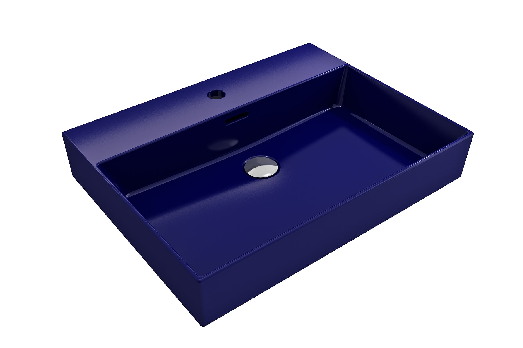 Alternate Image for BOCCHI Milano 24" Rectangle Wallmount Fireclay Bathroom Sink, Sapphire Blue, Single Faucet Hole, 1376-010-0126
