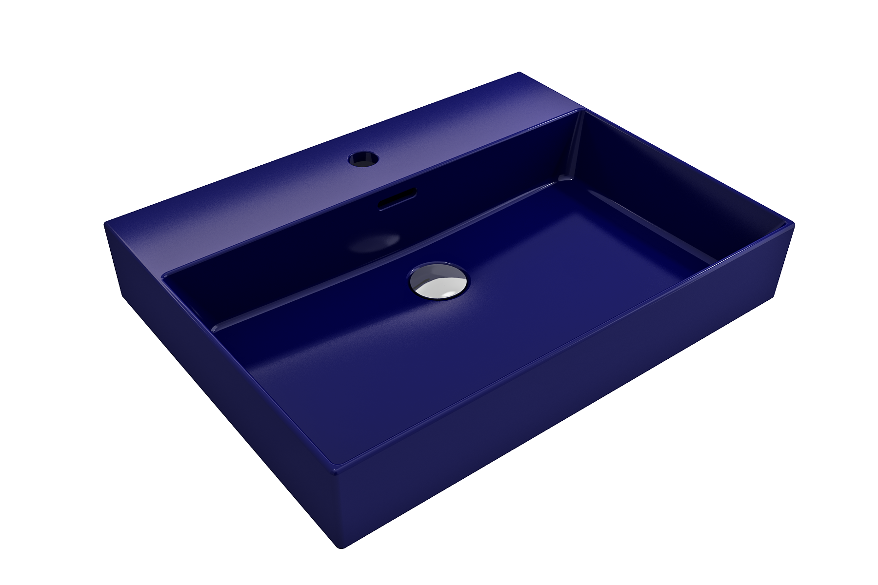 Alternate Image for BOCCHI Milano 24" Rectangle Wallmount Fireclay Bathroom Sink, Sapphire Blue, Single Faucet Hole, 1376-010-0126