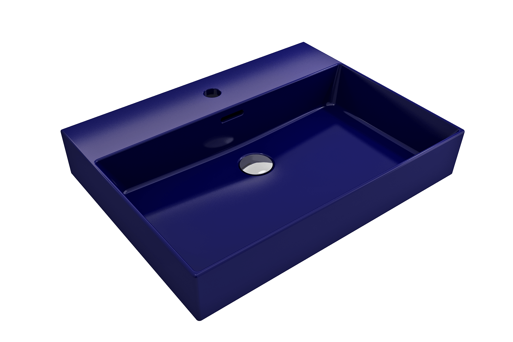 Alternate Image for BOCCHI Milano 24" Rectangle Wallmount Fireclay Bathroom Sink, Sapphire Blue, Single Faucet Hole, 1376-010-0126
