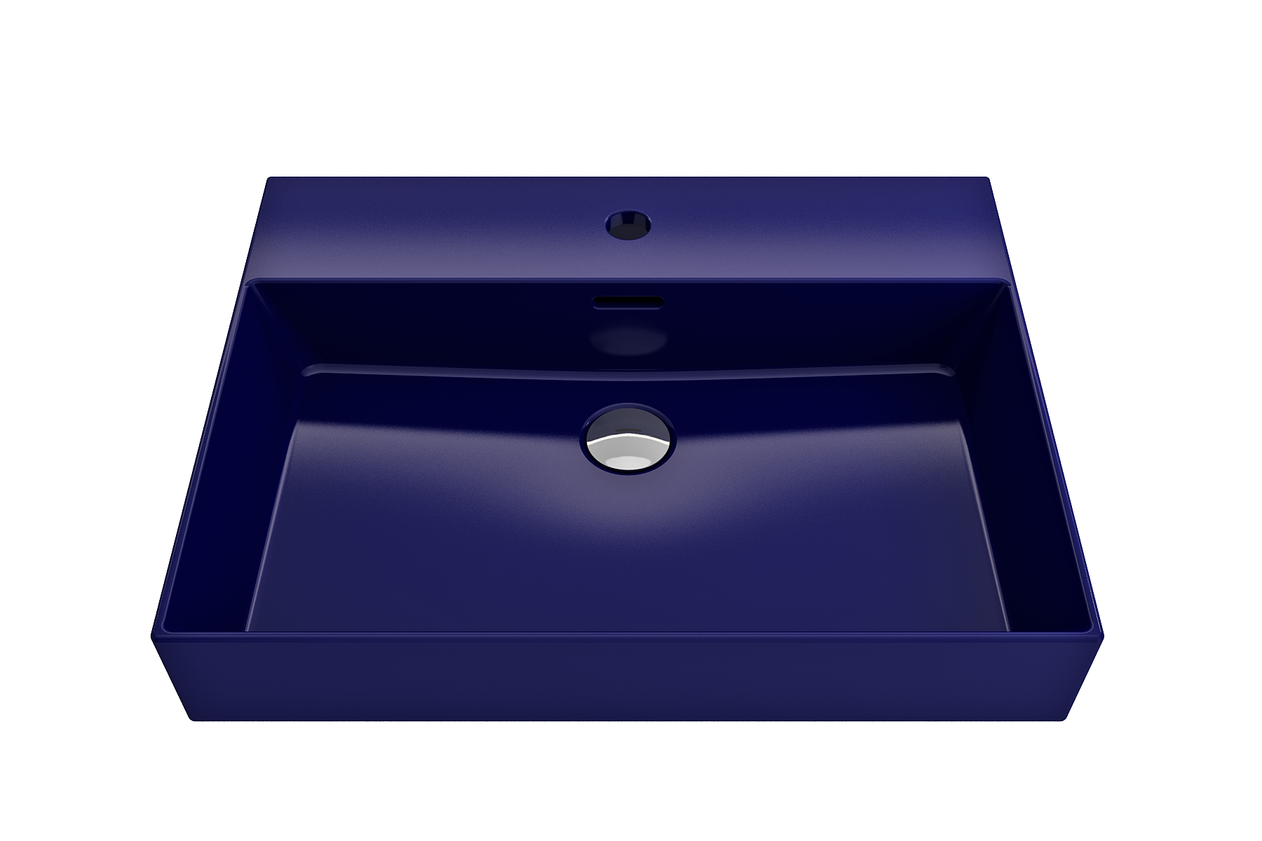 Alternate Image for BOCCHI Milano 24" Rectangle Wallmount Fireclay Bathroom Sink, Sapphire Blue, Single Faucet Hole, 1376-010-0126