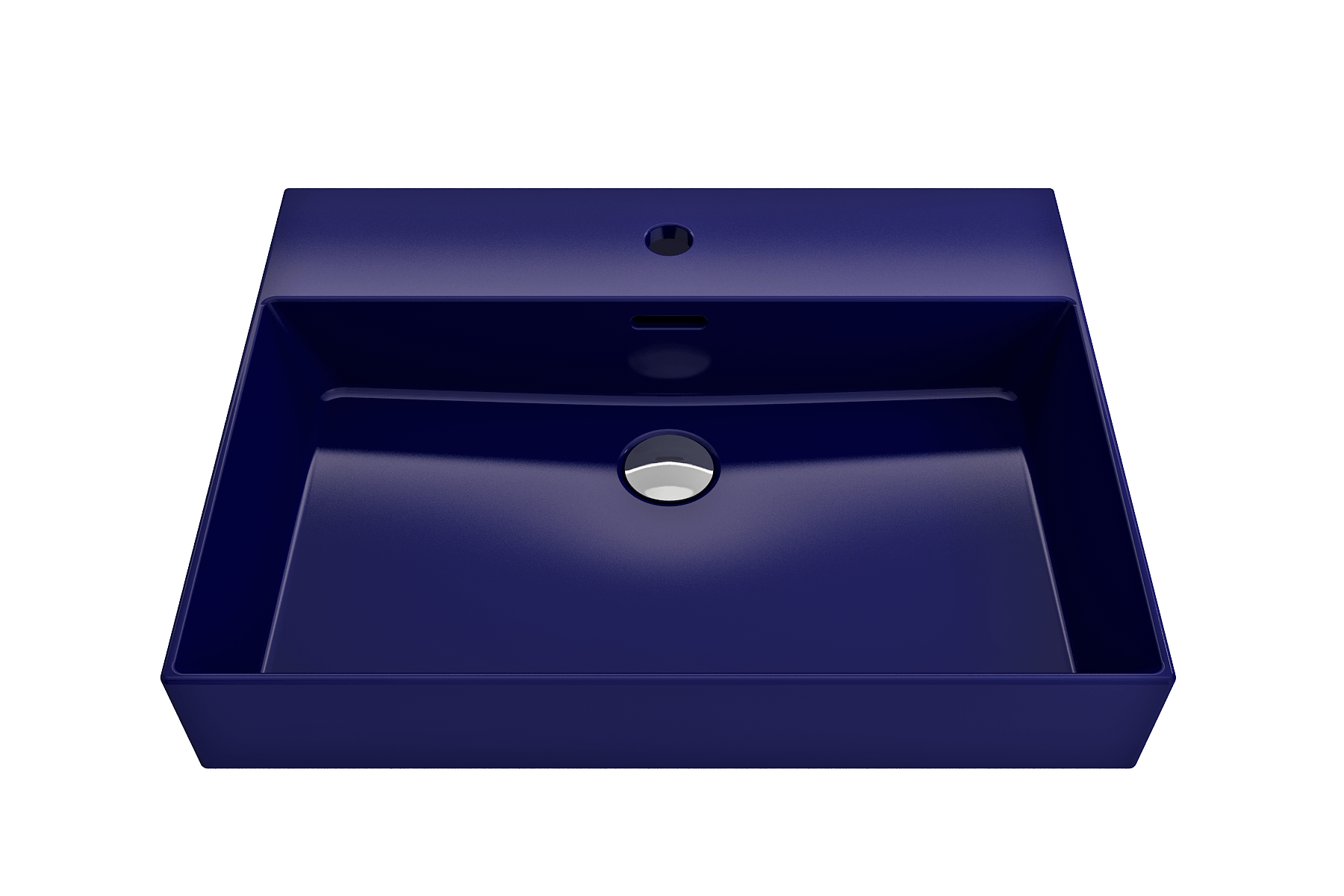 Alternate Image for BOCCHI Milano 24" Rectangle Wallmount Fireclay Bathroom Sink, Sapphire Blue, Single Faucet Hole, 1376-010-0126