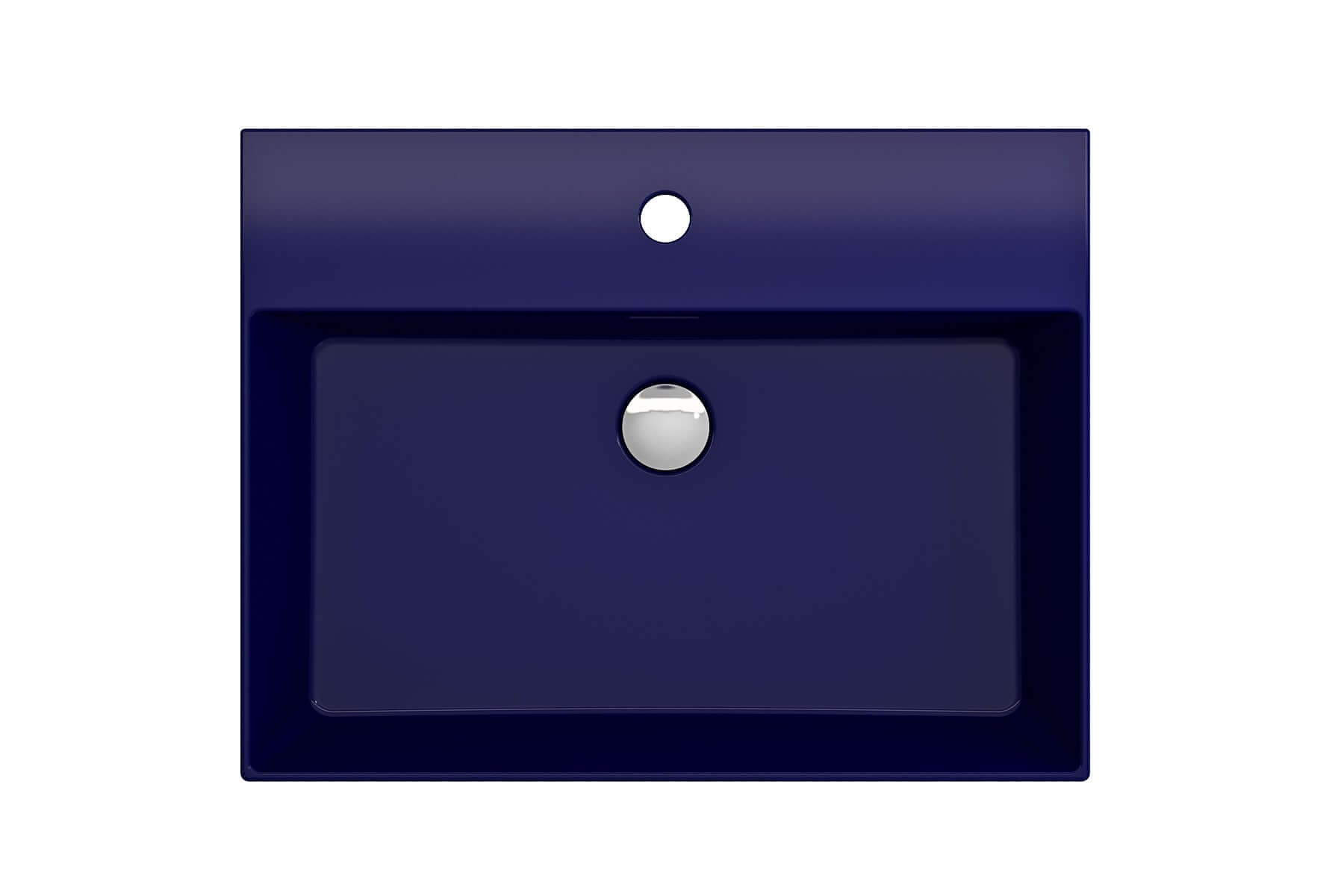 Alternate Image for BOCCHI Milano 24" Rectangle Wallmount Fireclay Bathroom Sink, Sapphire Blue, Single Faucet Hole, 1376-010-0126