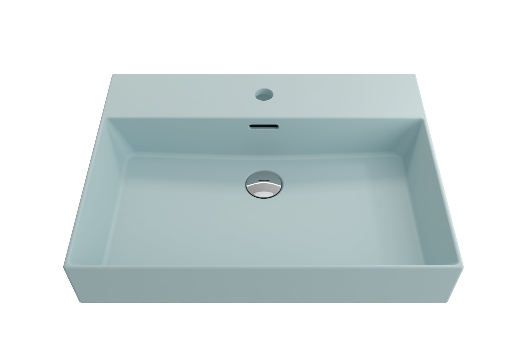 Alternate Image for BOCCHI Milano 24" Rectangle Wallmount Fireclay Bathroom Sink, Matte Ice Blue, Single Faucet Hole, 1376-029-0126