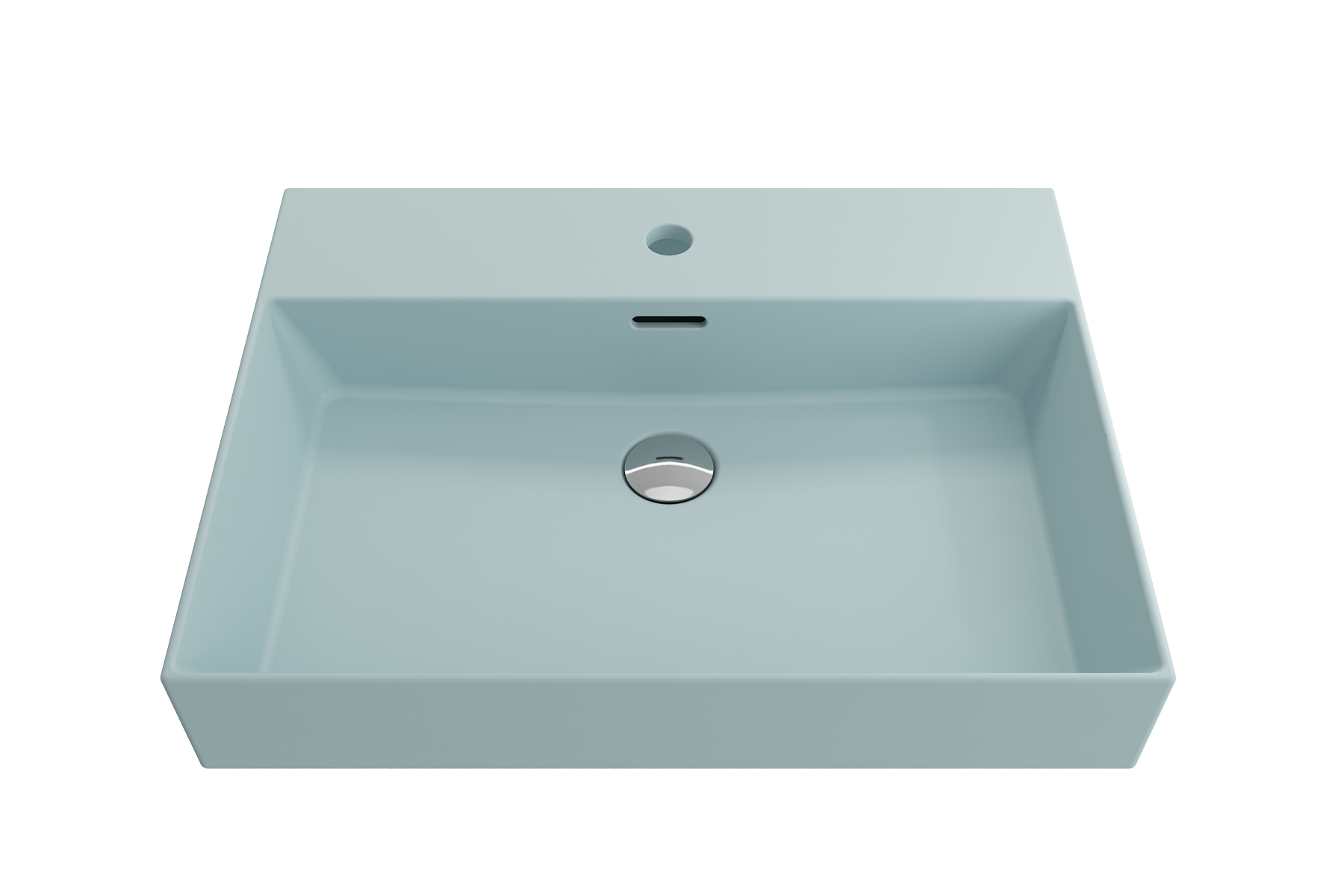 Alternate Image for BOCCHI Milano 24" Rectangle Wallmount Fireclay Bathroom Sink, Matte Ice Blue, Single Faucet Hole, 1376-029-0126