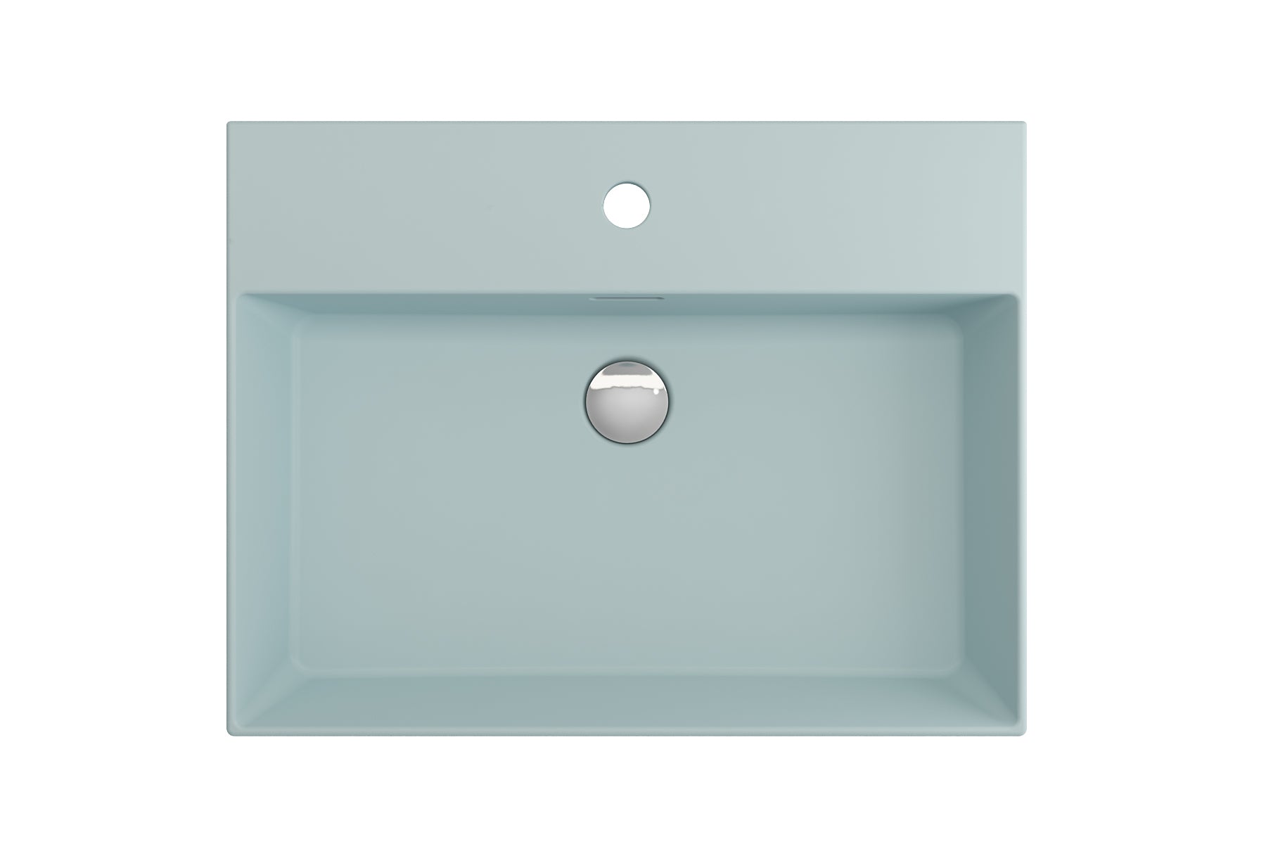 Alternate Image for BOCCHI Milano 24" Rectangle Wallmount Fireclay Bathroom Sink, Matte Ice Blue, Single Faucet Hole, 1376-029-0126