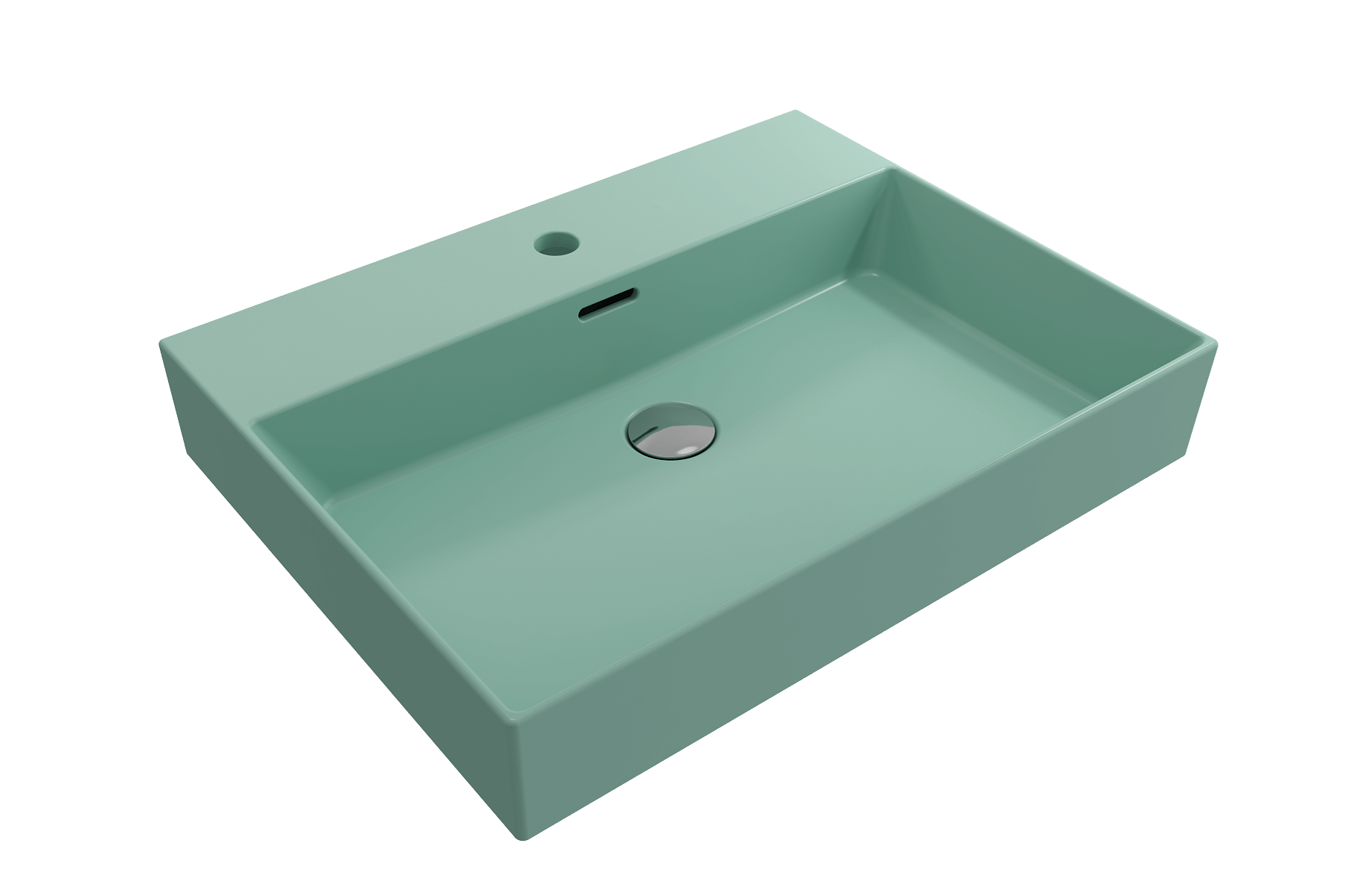 Alternate Image for BOCCHI Milano 24" Rectangle Wallmount Fireclay Bathroom Sink, Matte Mint Green, Single Faucet Hole, 1376-033-0126
