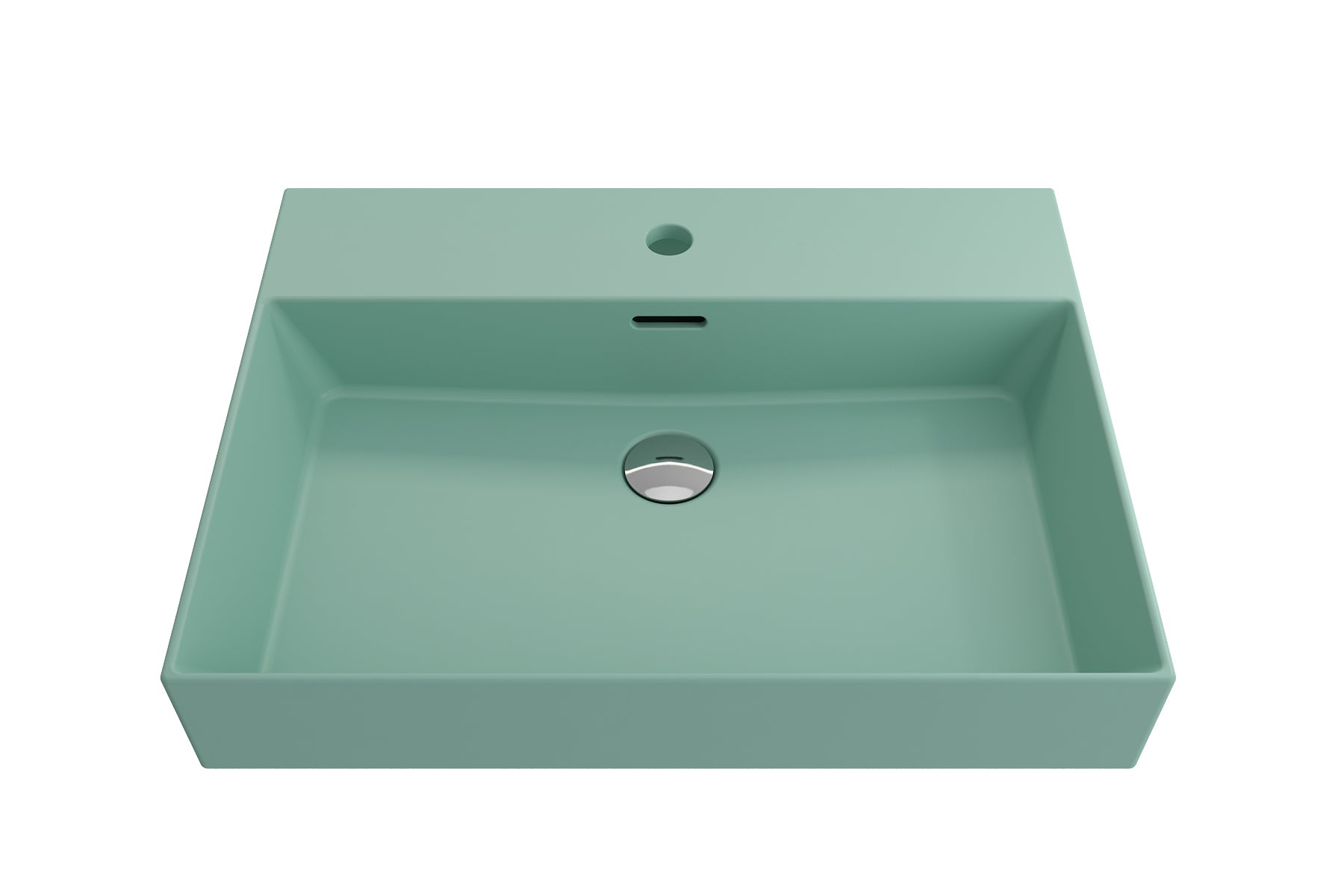 Alternate Image for BOCCHI Milano 24" Rectangle Wallmount Fireclay Bathroom Sink, Matte Mint Green, Single Faucet Hole, 1376-033-0126