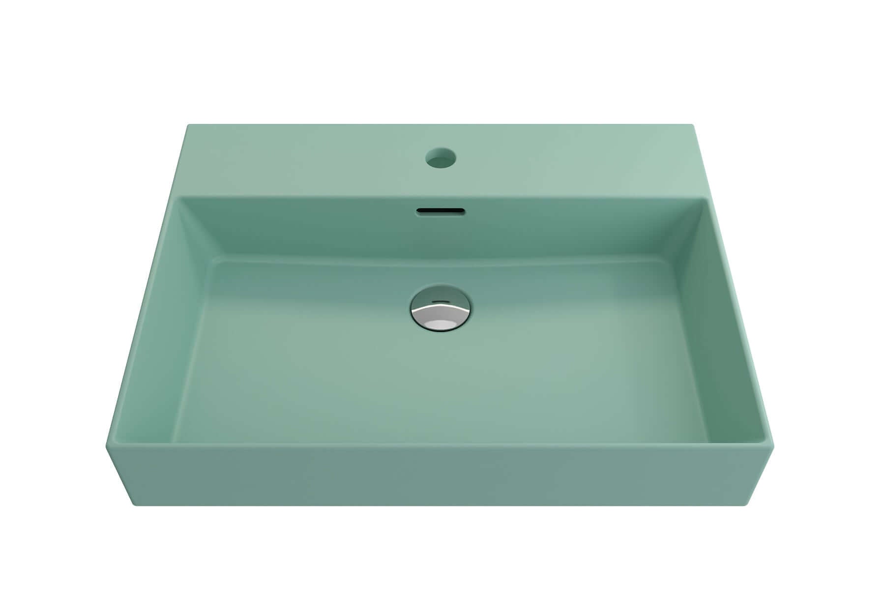 Alternate Image for BOCCHI Milano 24" Rectangle Wallmount Fireclay Bathroom Sink, Matte Mint Green, Single Faucet Hole, 1376-033-0126