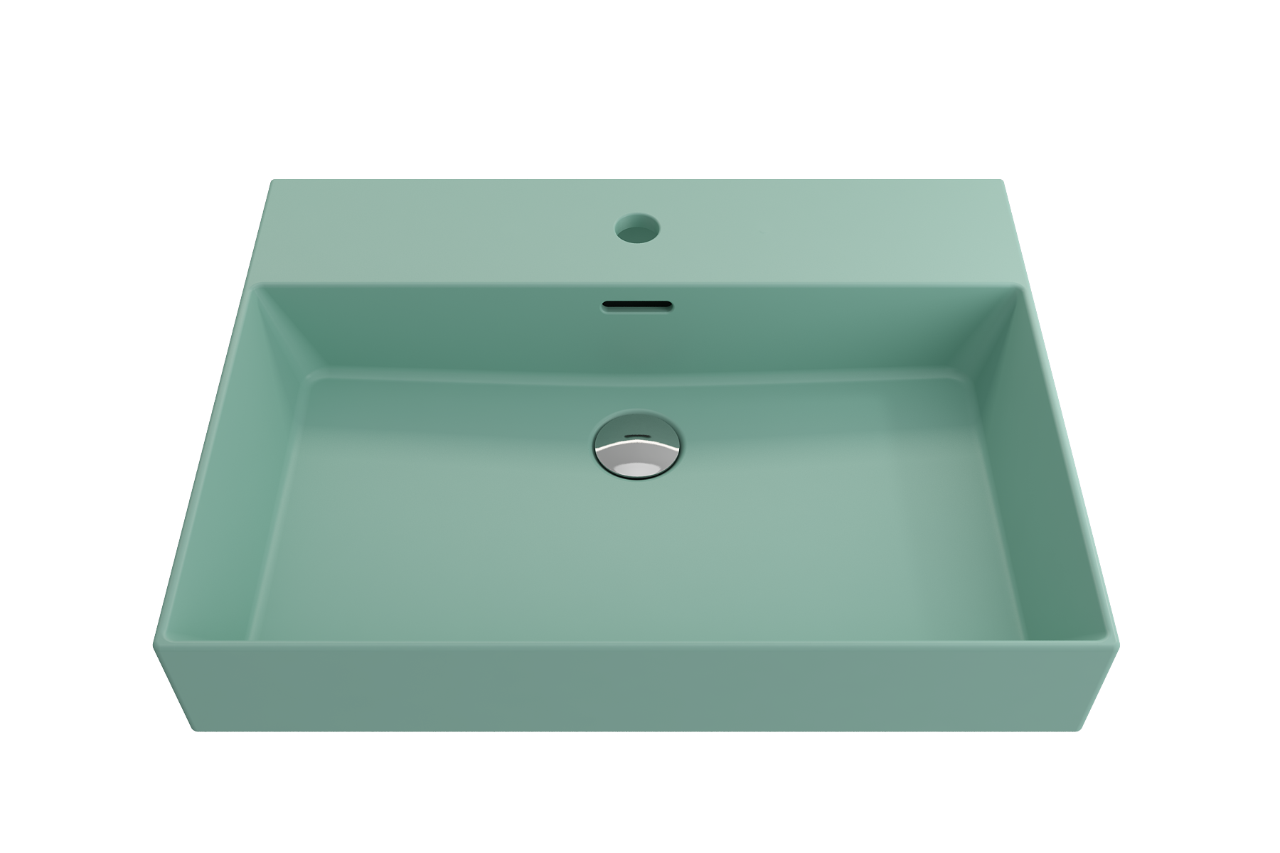Alternate Image for BOCCHI Milano 24" Rectangle Wallmount Fireclay Bathroom Sink, Matte Mint Green, Single Faucet Hole, 1376-033-0126