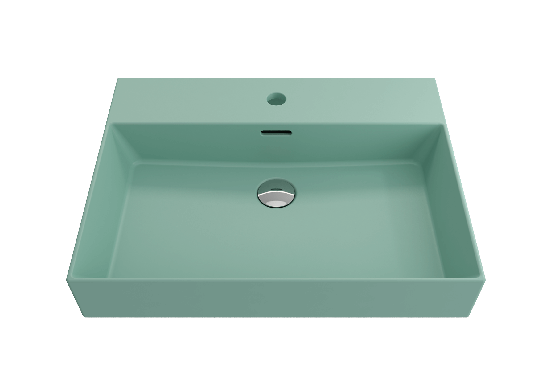 Alternate Image for BOCCHI Milano 24" Rectangle Wallmount Fireclay Bathroom Sink, Matte Mint Green, Single Faucet Hole, 1376-033-0126