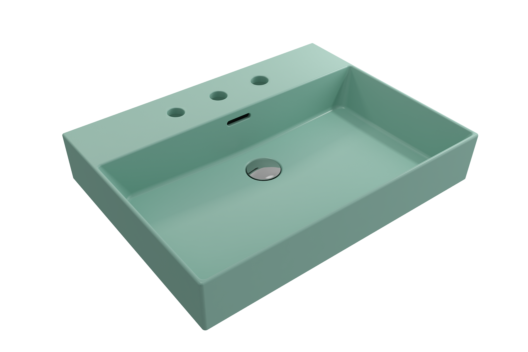 Alternate Image for BOCCHI Milano 24" Rectangle Wallmount Fireclay Bathroom Sink, Matte Mint Green, 3 Faucet Hole, 1376-033-0127