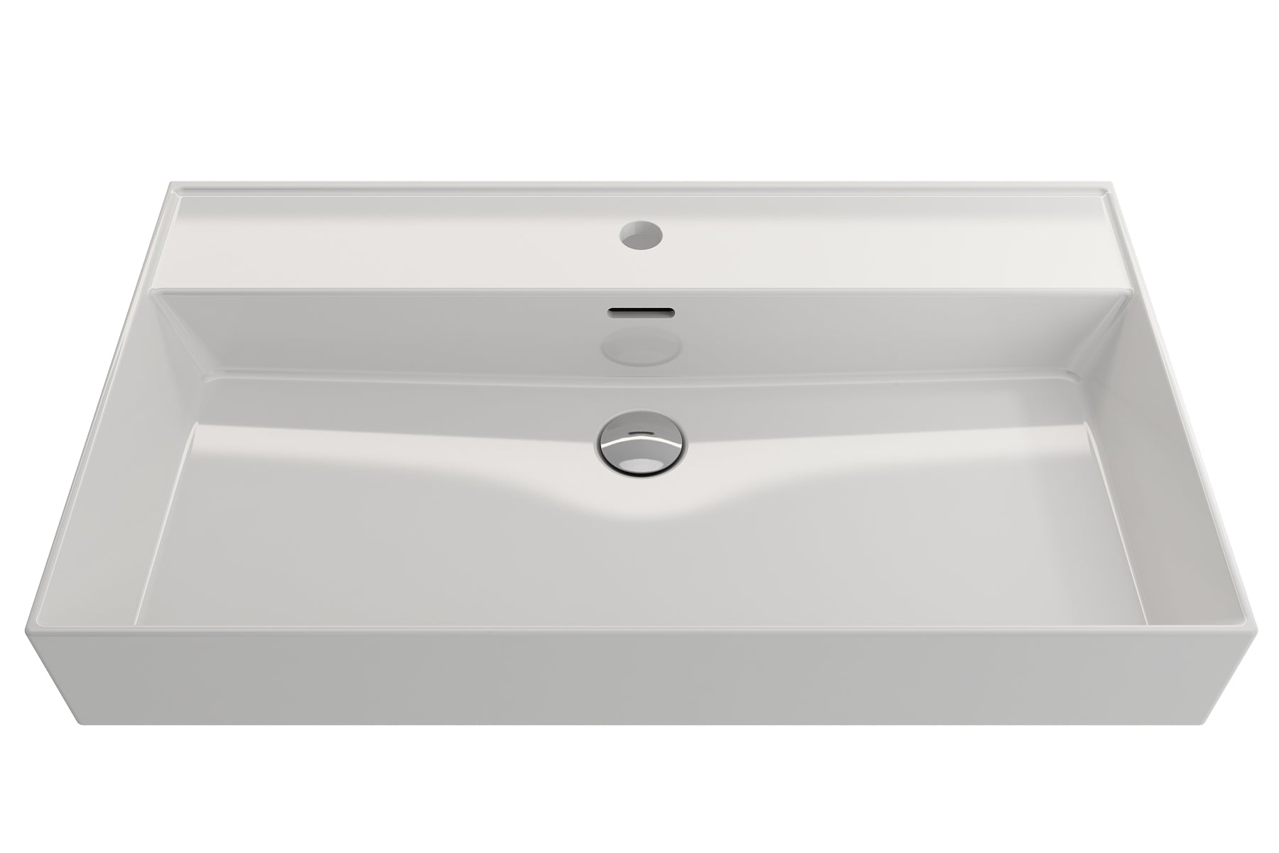 Alternate Image for BOCCHI Milano 32" Rectangle Wallmount Fireclay Bathroom Sink, White, Single Faucet Hole, 1377-001-0126