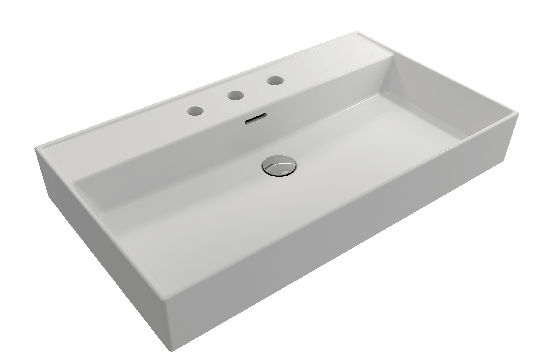 Alternate Image for BOCCHI Milano 32" Rectangle Wallmount Fireclay Bathroom Sink, Matte White, 3 Faucet Hole, 1377-002-0127