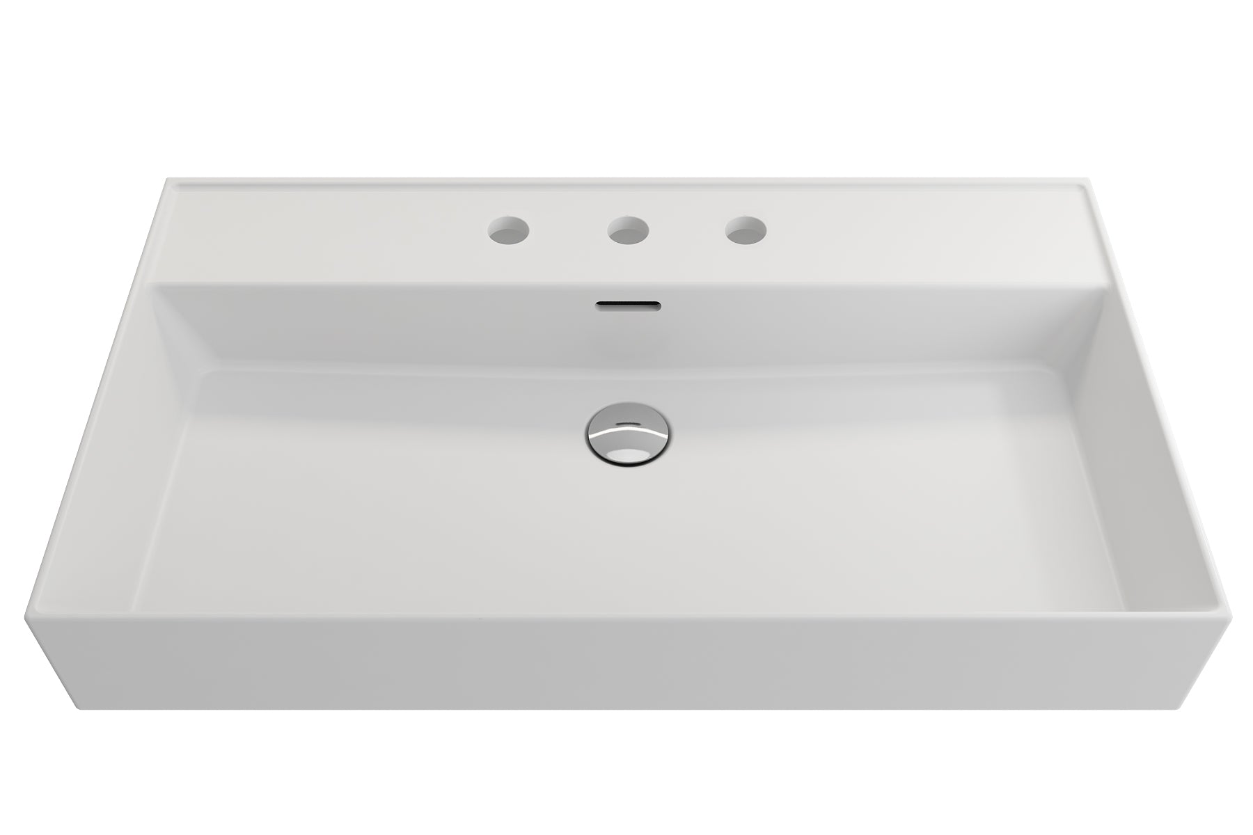 Alternate Image for BOCCHI Milano 32" Rectangle Wallmount Fireclay Bathroom Sink, Matte White, 3 Faucet Hole, 1377-002-0127
