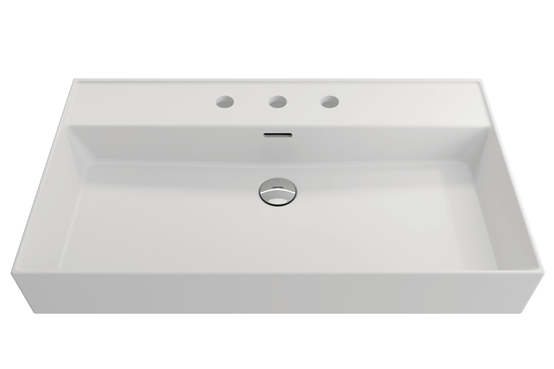 Alternate Image for BOCCHI Milano 32" Rectangle Wallmount Fireclay Bathroom Sink, Matte White, 3 Faucet Hole, 1377-002-0127
