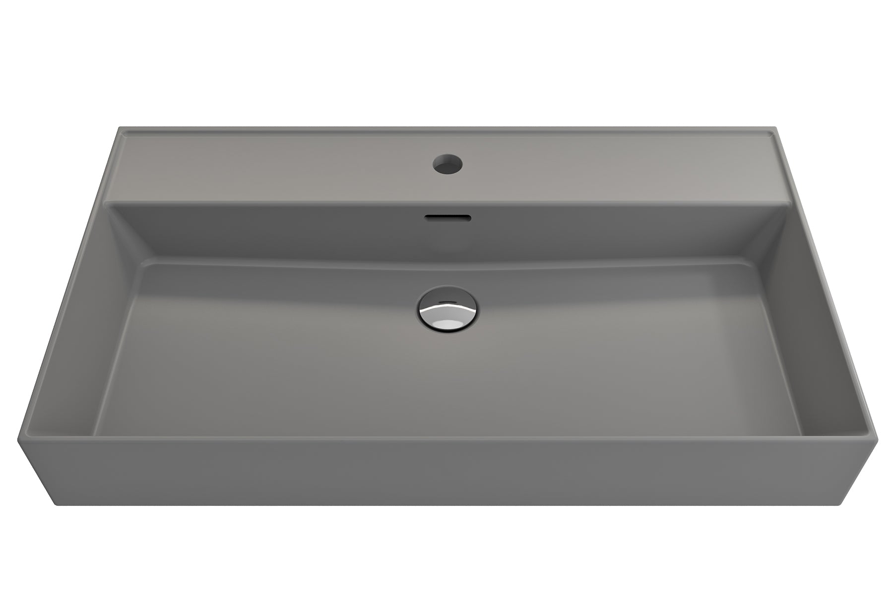 Alternate Image for BOCCHI Milano 32" Rectangle Wallmount Fireclay Bathroom Sink, Matte Gray, Single Faucet Hole, 1377-006-0126