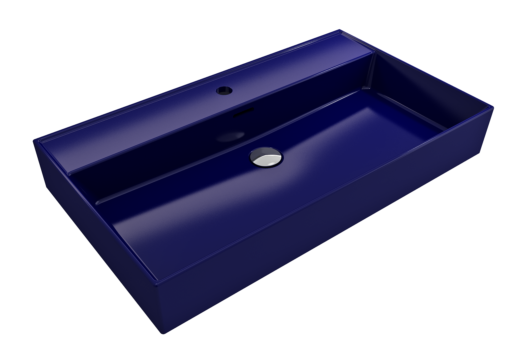 Alternate Image for BOCCHI Milano 32" Rectangle Wallmount Fireclay Bathroom Sink, Sapphire Blue, Single Faucet Hole, 1377-010-0126