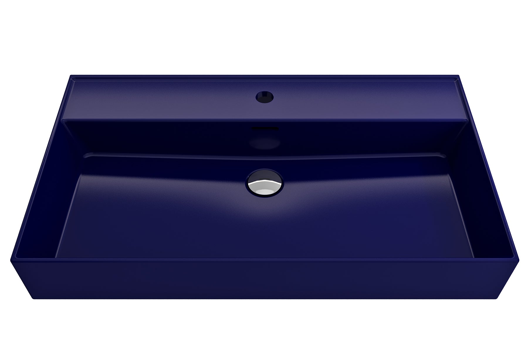 Alternate Image for BOCCHI Milano 32" Rectangle Wallmount Fireclay Bathroom Sink, Sapphire Blue, Single Faucet Hole, 1377-010-0126