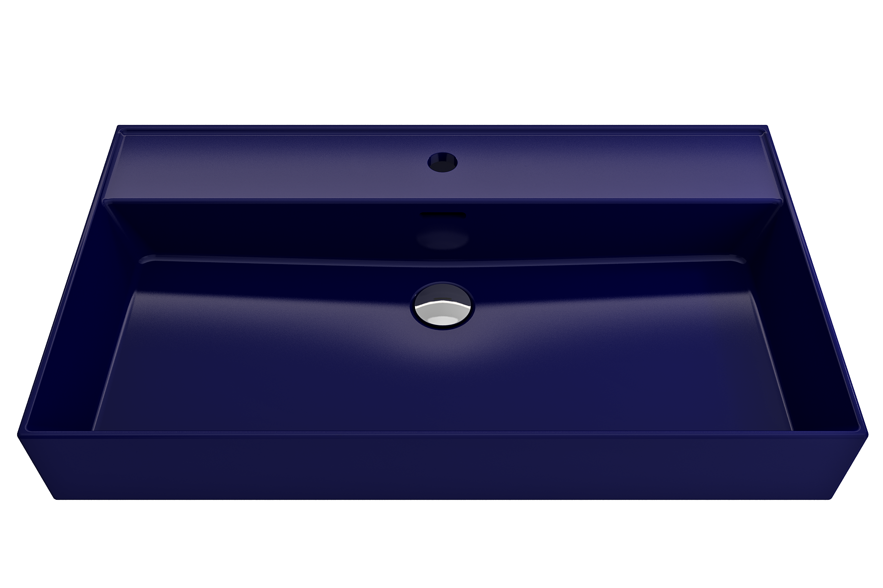 Alternate Image for BOCCHI Milano 32" Rectangle Wallmount Fireclay Bathroom Sink, Sapphire Blue, Single Faucet Hole, 1377-010-0126