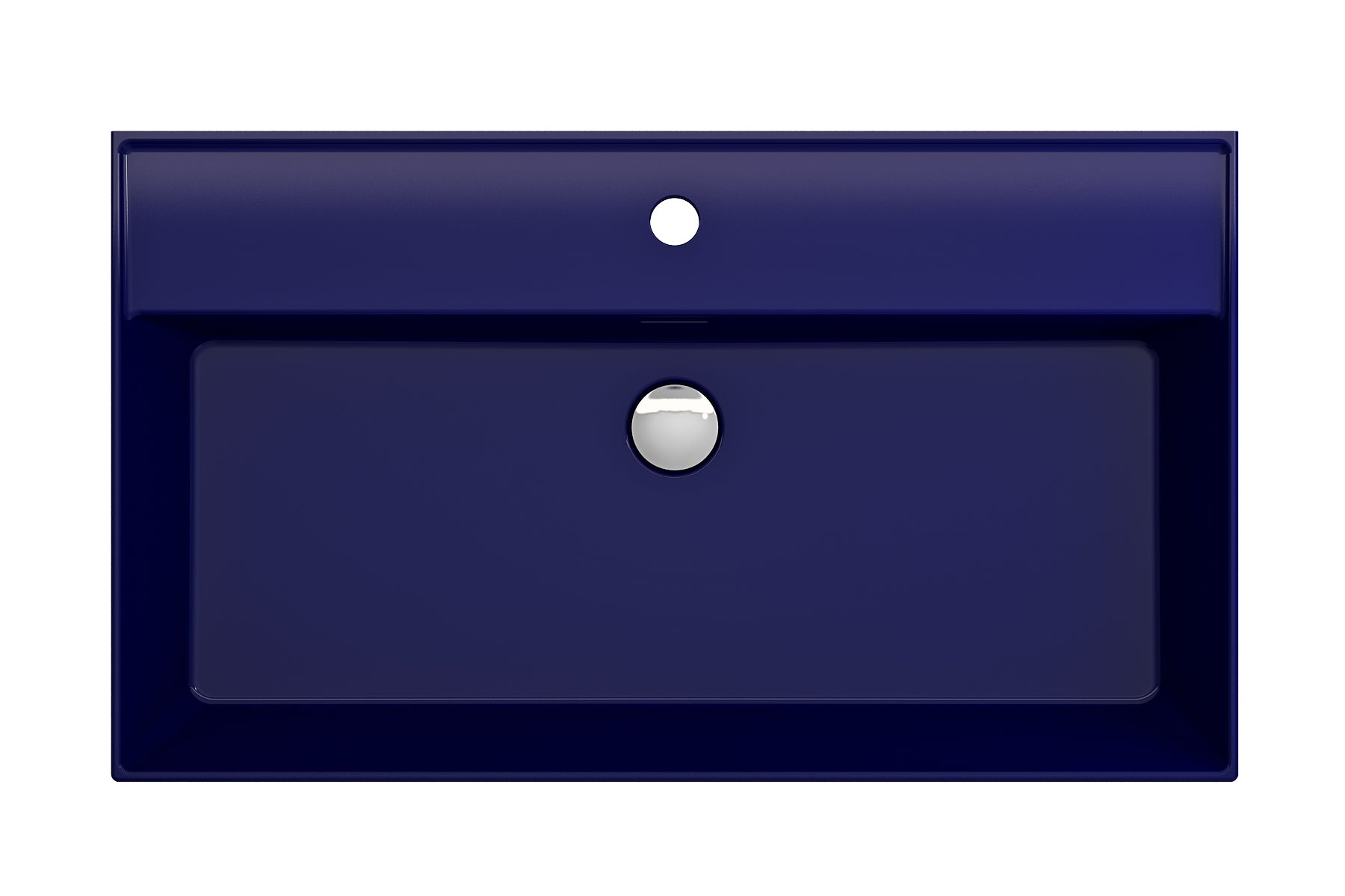 Alternate Image for BOCCHI Milano 32" Rectangle Wallmount Fireclay Bathroom Sink, Sapphire Blue, Single Faucet Hole, 1377-010-0126