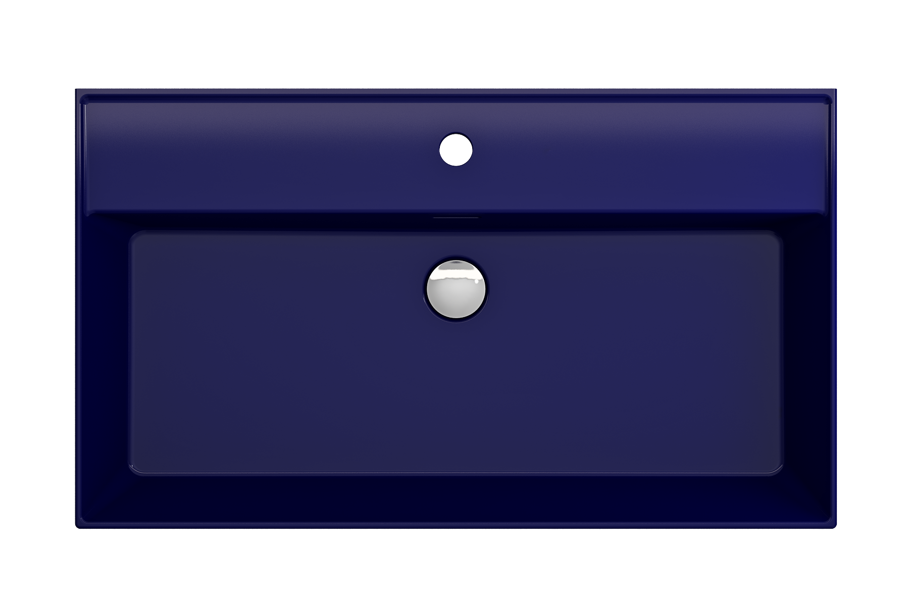 Alternate Image for BOCCHI Milano 32" Rectangle Wallmount Fireclay Bathroom Sink, Sapphire Blue, Single Faucet Hole, 1377-010-0126