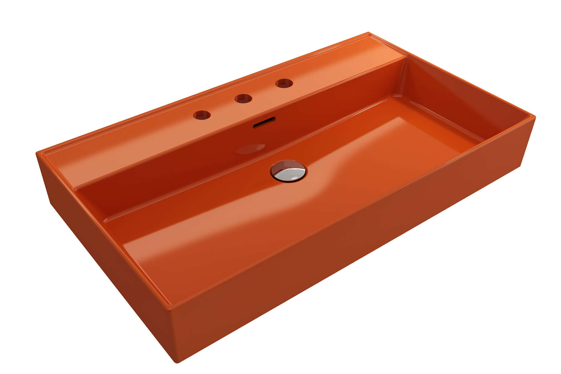 Alternate Image for BOCCHI Milano 32" Rectangle Wallmount Fireclay Bathroom Sink, Orange, 3 Faucet Hole, 1377-012-0127