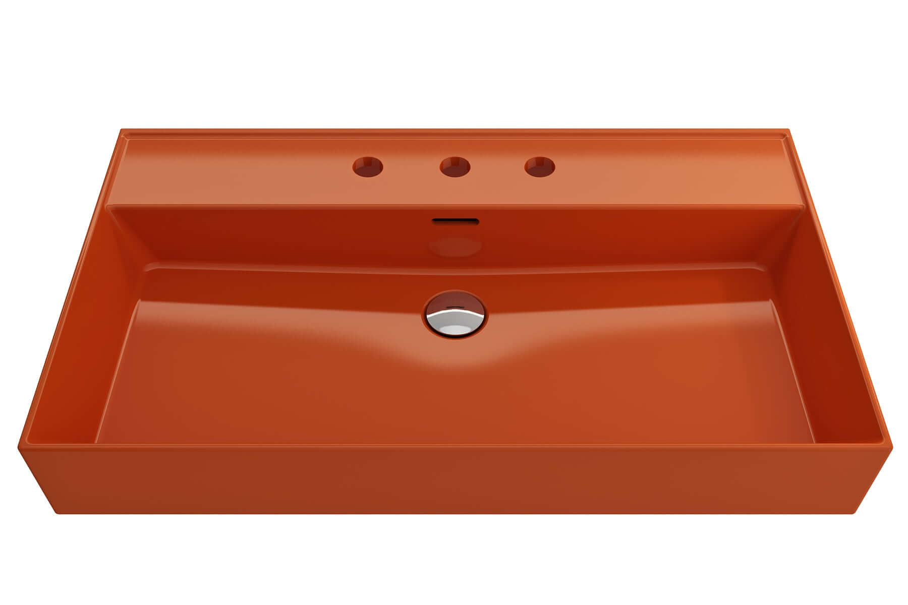 Alternate Image for BOCCHI Milano 32" Rectangle Wallmount Fireclay Bathroom Sink, Orange, 3 Faucet Hole, 1377-012-0127