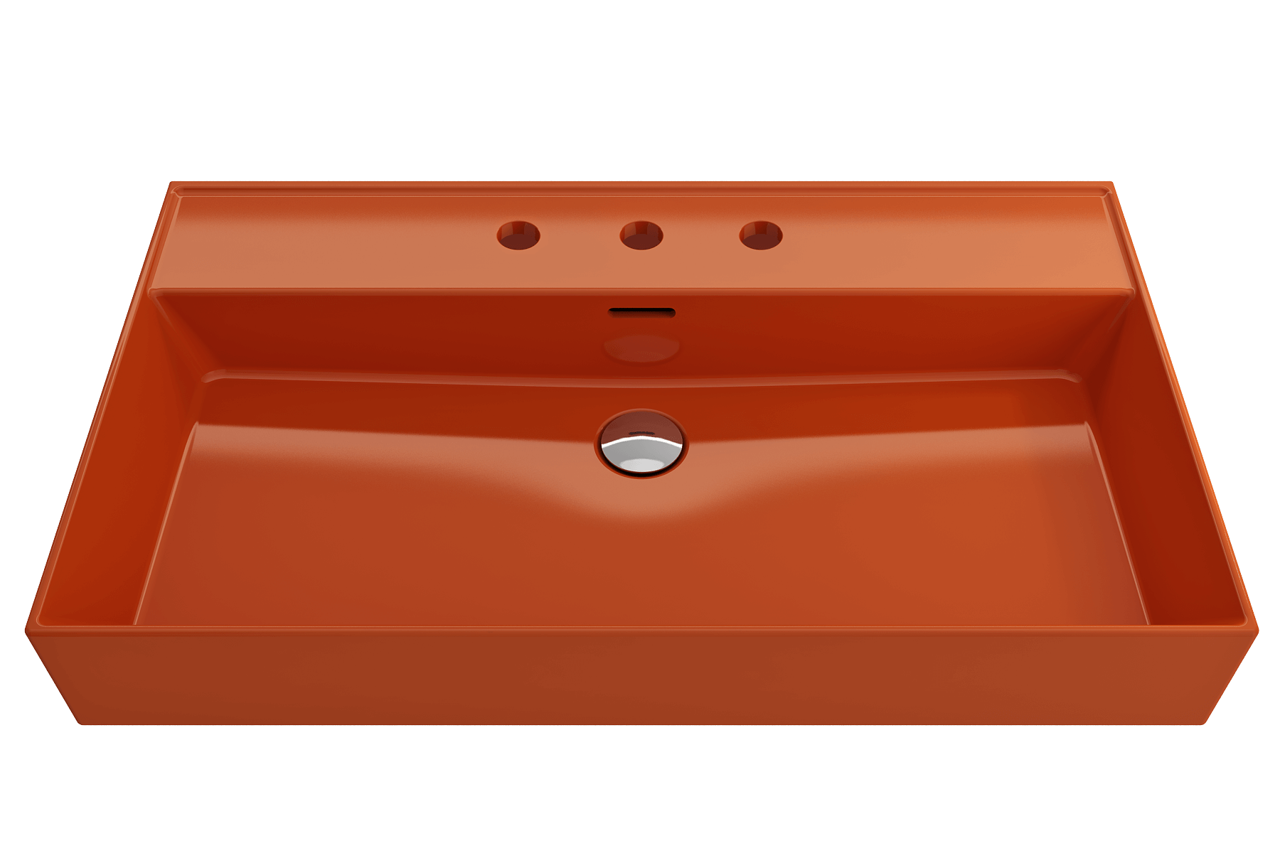 Alternate Image for BOCCHI Milano 32" Rectangle Wallmount Fireclay Bathroom Sink, Orange, 3 Faucet Hole, 1377-012-0127