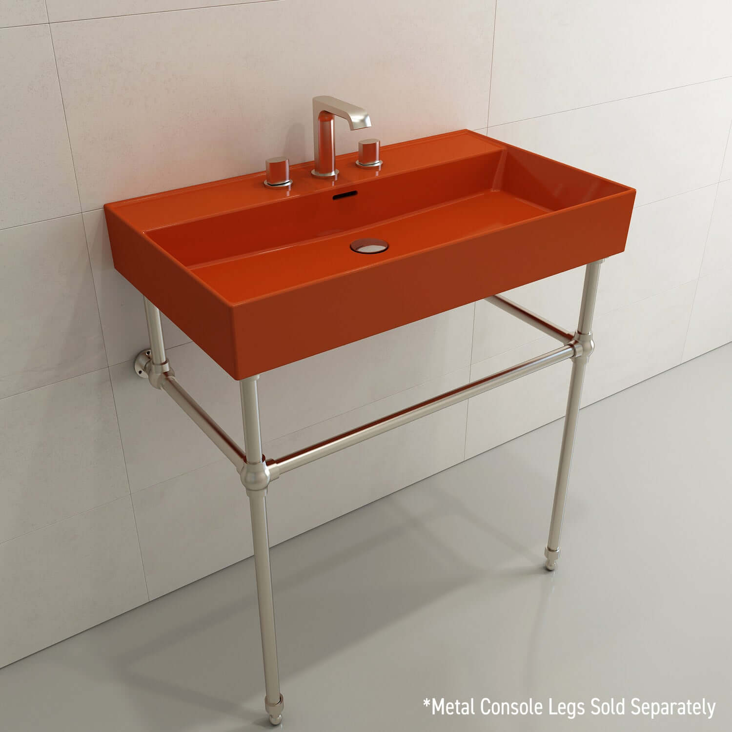 Alternate Image for BOCCHI Milano 32" Rectangle Wallmount Fireclay Bathroom Sink, Orange, 3 Faucet Hole, 1377-012-0127