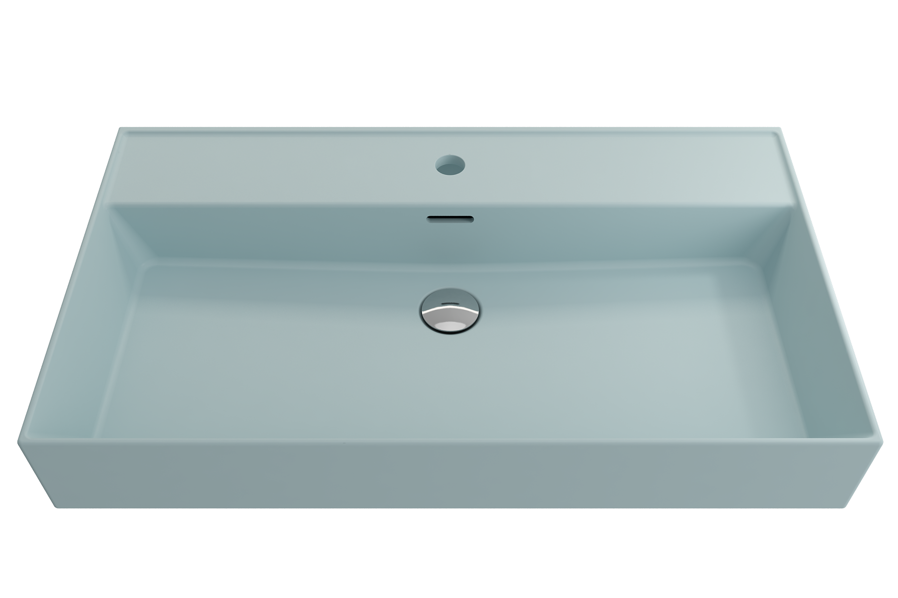 Alternate Image for BOCCHI Milano 32" Rectangle Wallmount Fireclay Bathroom Sink, Matte Ice Blue, Single Faucet Hole, 1377-029-0126