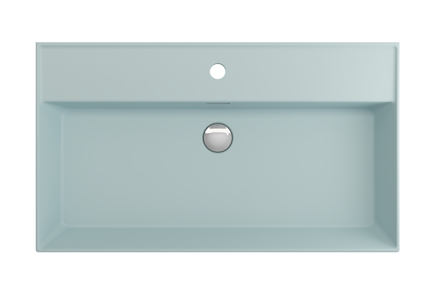 Alternate Image for BOCCHI Milano 32" Rectangle Wallmount Fireclay Bathroom Sink, Matte Ice Blue, Single Faucet Hole, 1377-029-0126