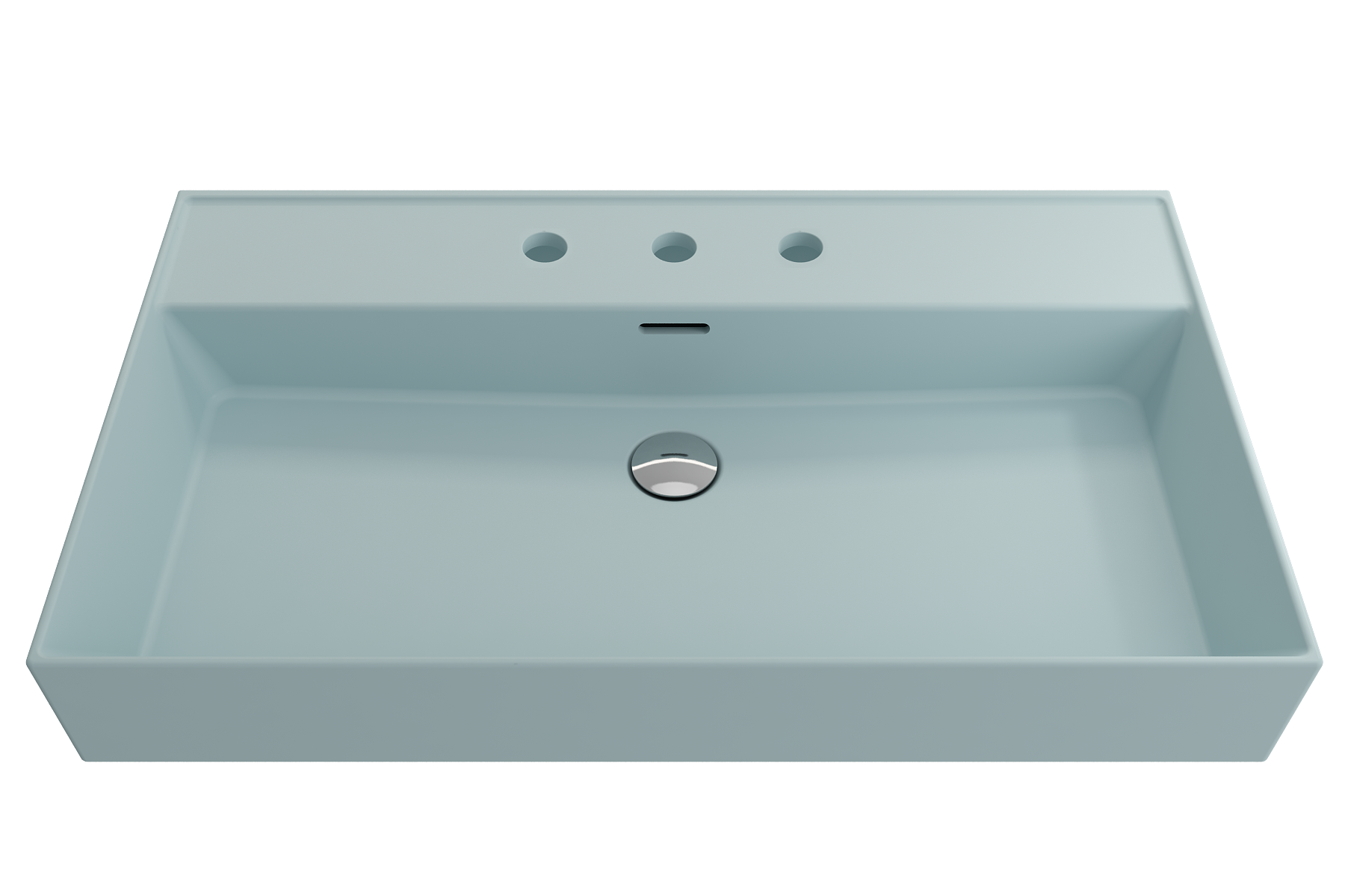 Alternate Image for BOCCHI Milano 32" Rectangle Wallmount Fireclay Bathroom Sink, Matte Ice Blue, 3 Faucet Hole, 1377-029-0127