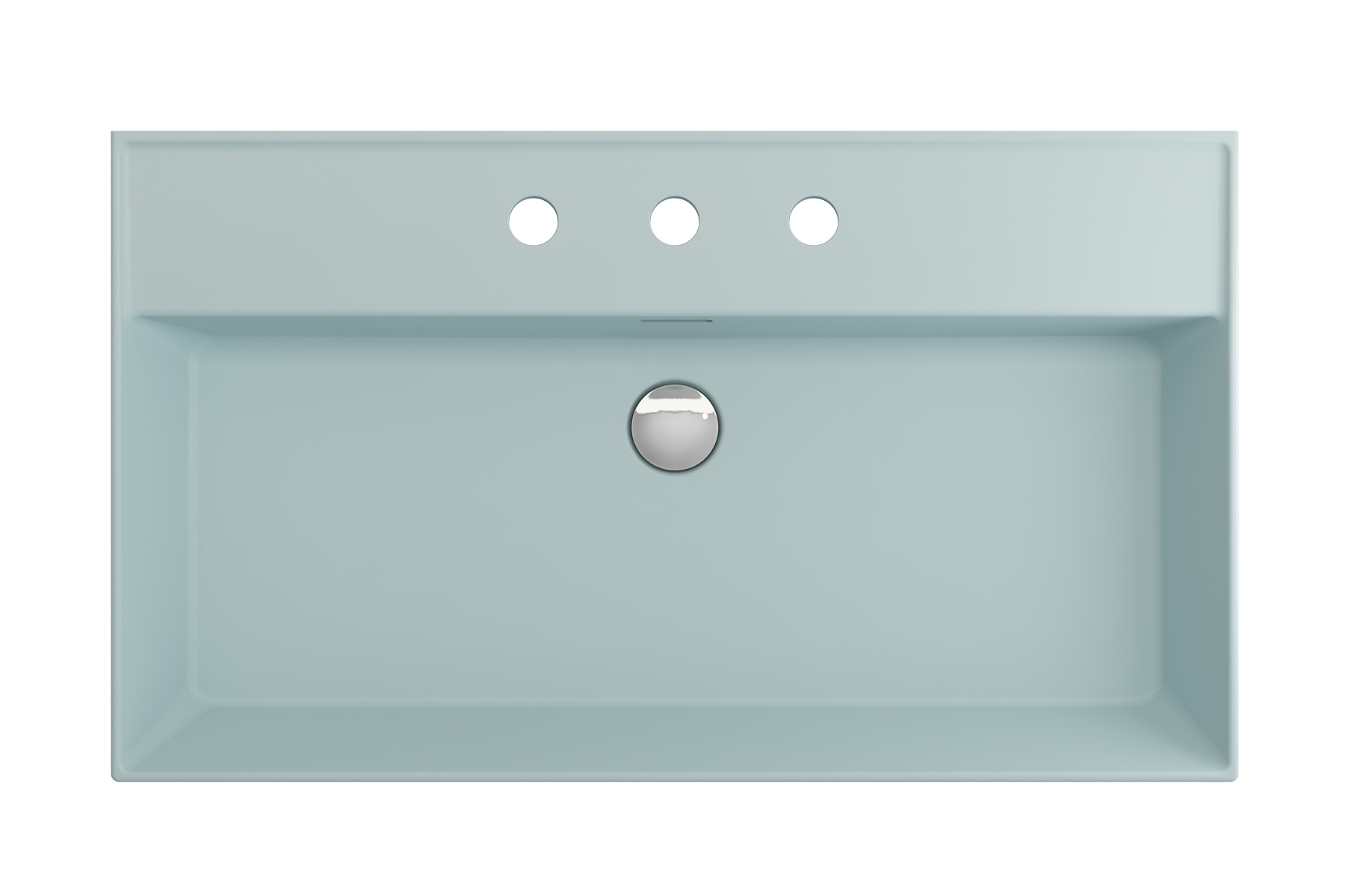 Alternate Image for BOCCHI Milano 32" Rectangle Wallmount Fireclay Bathroom Sink, Matte Ice Blue, 3 Faucet Hole, 1377-029-0127