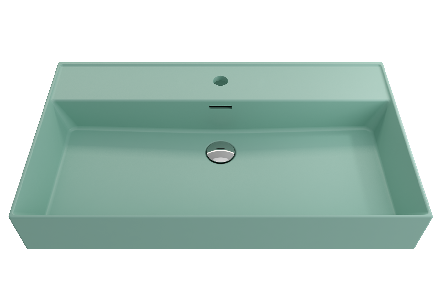 Alternate Image for BOCCHI Milano 32" Rectangle Wallmount Fireclay Bathroom Sink, Matte Mint Green, Single Faucet Hole, 1377-033-0126