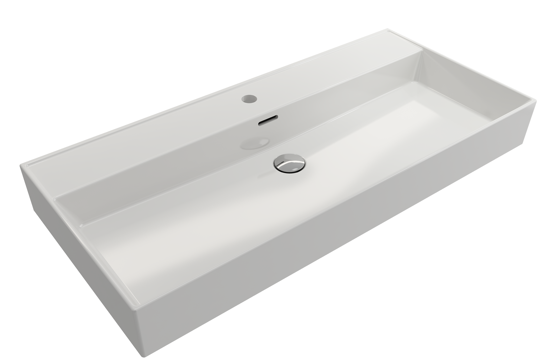 Alternate Image for BOCCHI Milano 40" Rectangle Wallmount Fireclay Bathroom Sink, White, Single Faucet Hole, 1378-001-0126