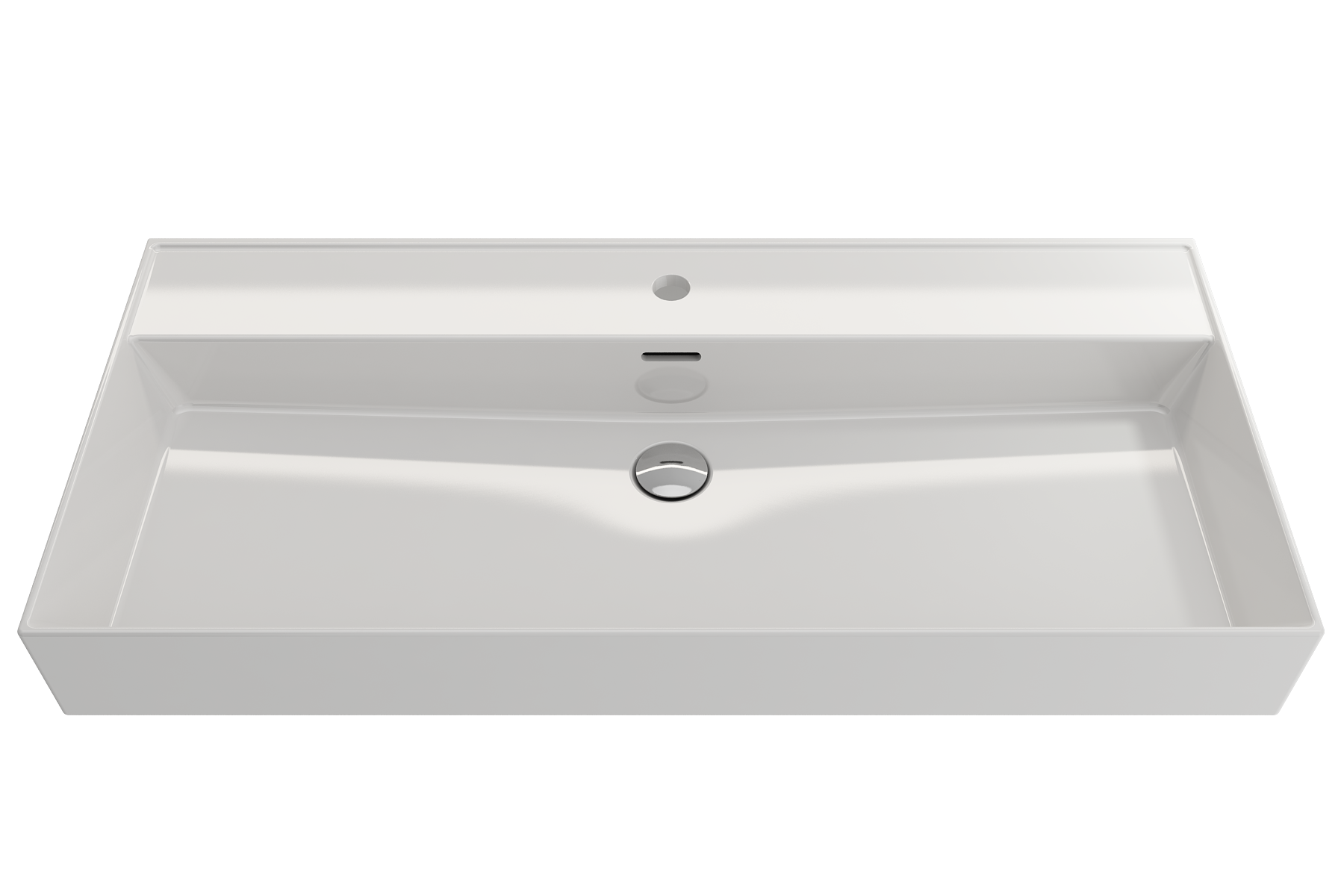 Alternate Image for BOCCHI Milano 40" Rectangle Wallmount Fireclay Bathroom Sink, White, Single Faucet Hole, 1378-001-0126