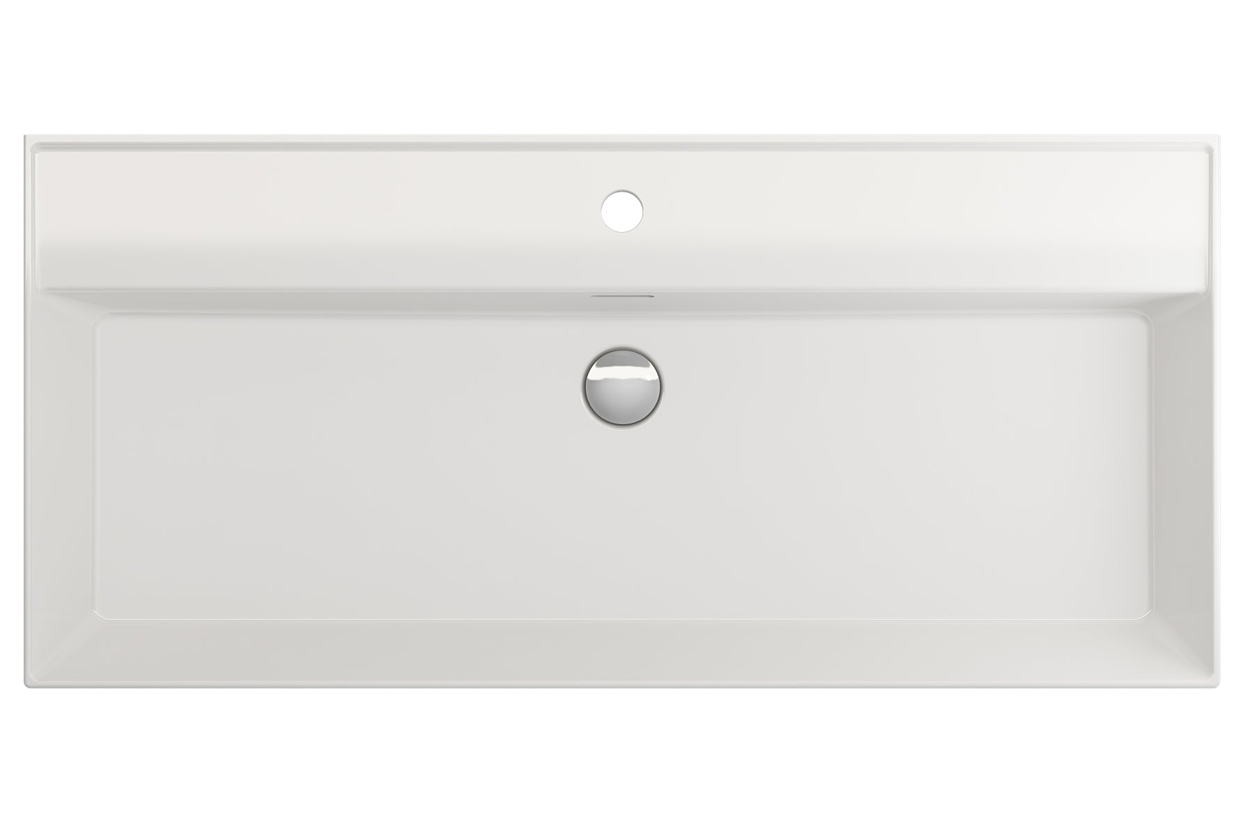 Alternate Image for BOCCHI Milano 40" Rectangle Wallmount Fireclay Bathroom Sink, White, Single Faucet Hole, 1378-001-0126