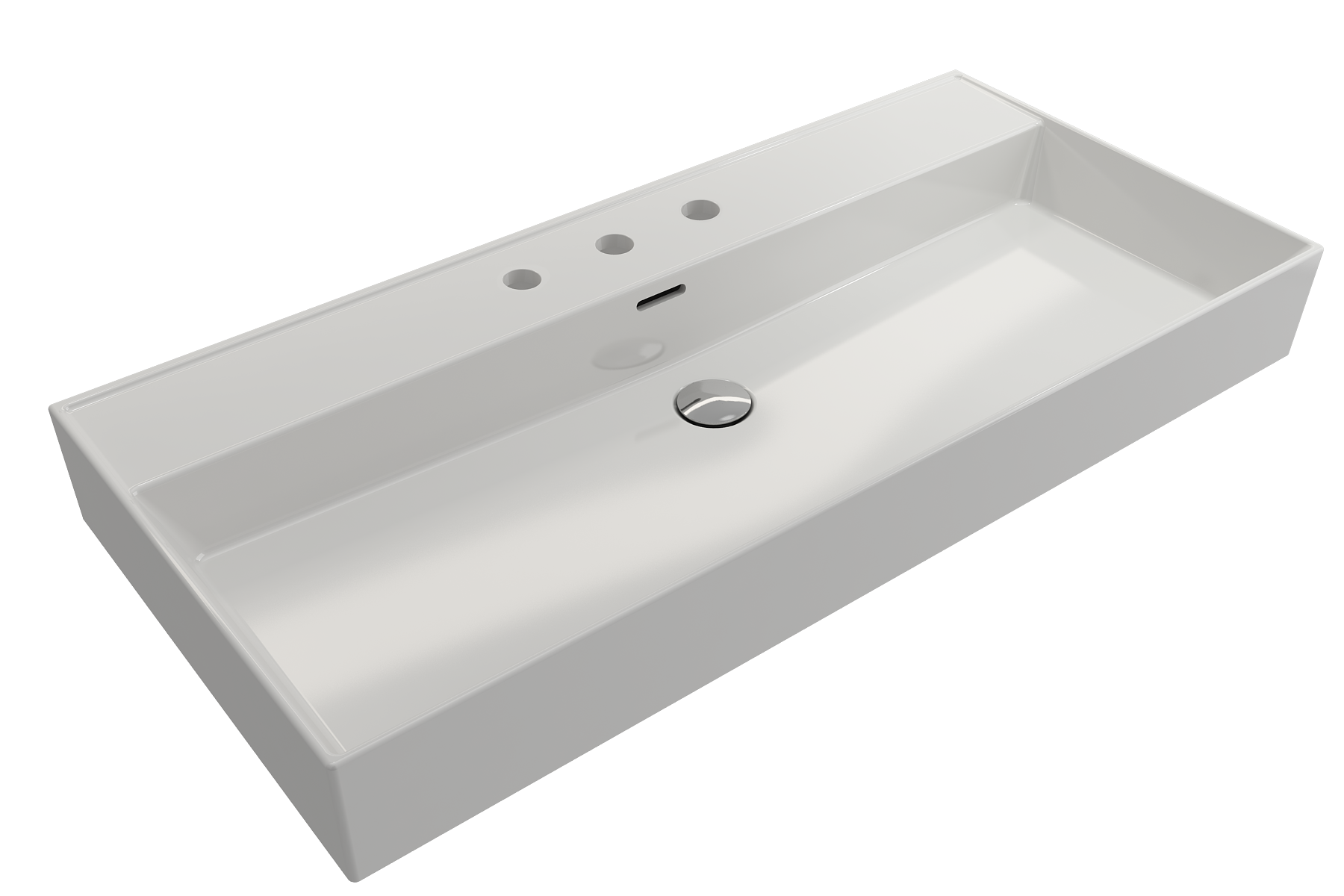 Alternate Image for BOCCHI Milano 40" Rectangle Wallmount Fireclay Bathroom Sink, White, 3 Faucet Hole, 1378-001-0127