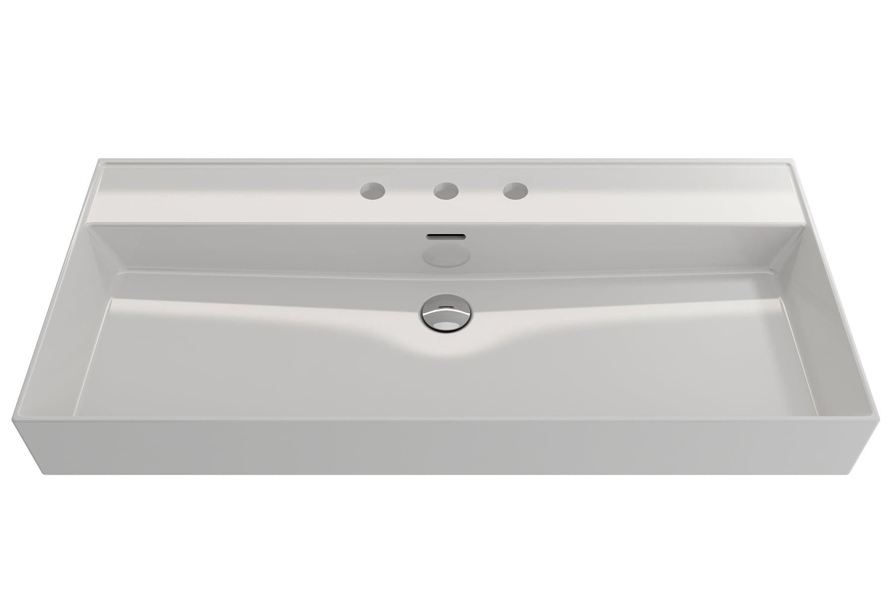Alternate Image for BOCCHI Milano 40" Rectangle Wallmount Fireclay Bathroom Sink, White, 3 Faucet Hole, 1378-001-0127