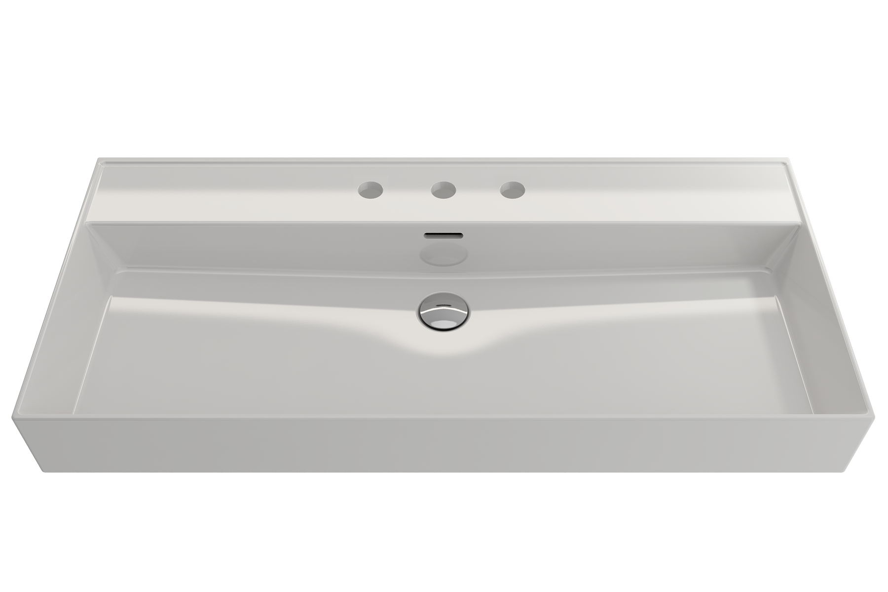 Alternate Image for BOCCHI Milano 40" Rectangle Wallmount Fireclay Bathroom Sink, White, 3 Faucet Hole, 1378-001-0127