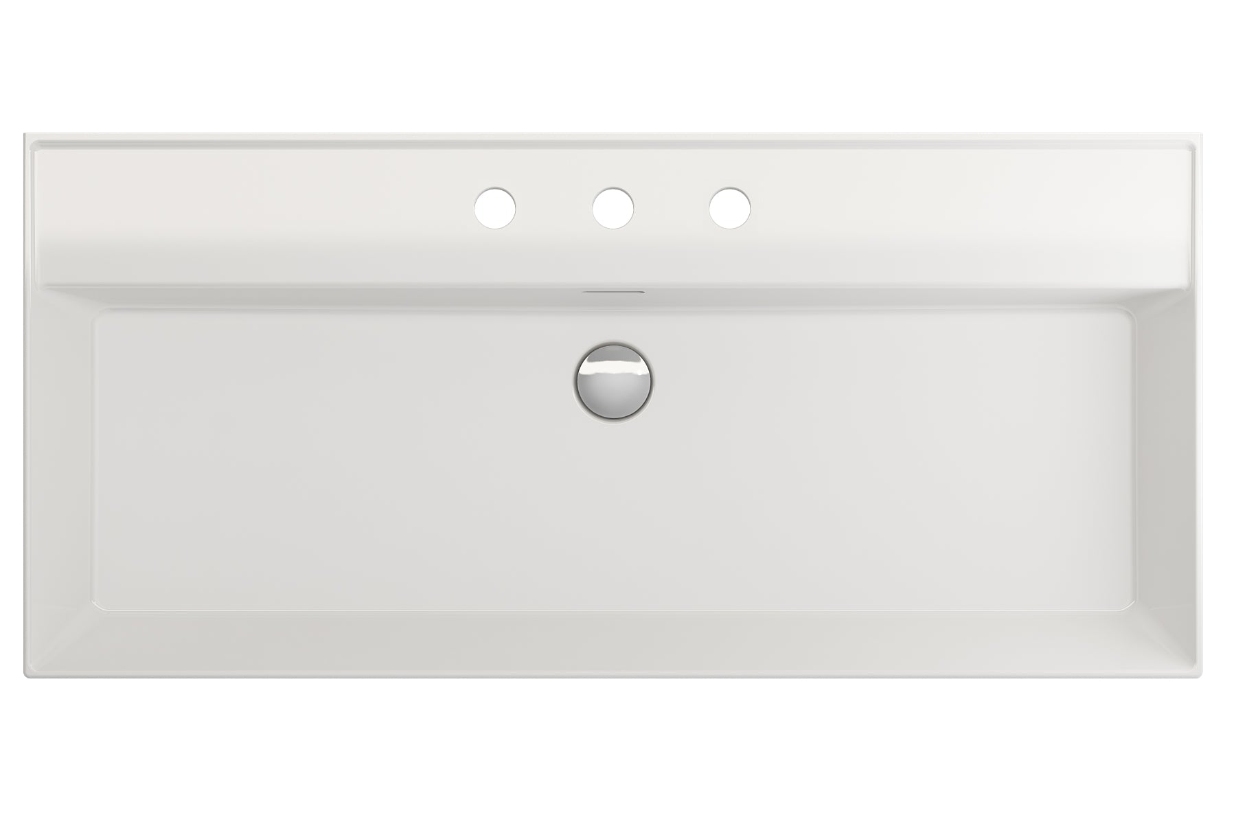 Alternate Image for BOCCHI Milano 40" Rectangle Wallmount Fireclay Bathroom Sink, White, 3 Faucet Hole, 1378-001-0127