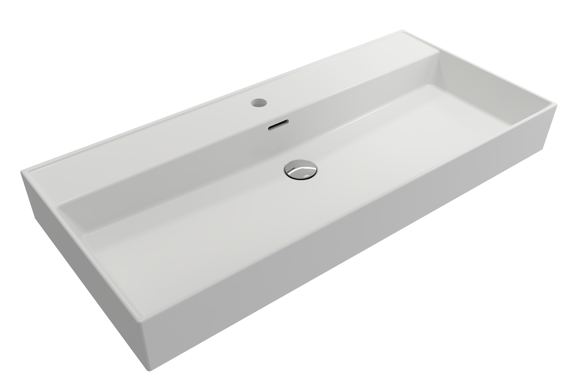 Alternate Image for BOCCHI Milano 40" Rectangle Wallmount Fireclay Bathroom Sink, Matte White, Single Faucet Hole, 1378-002-0126